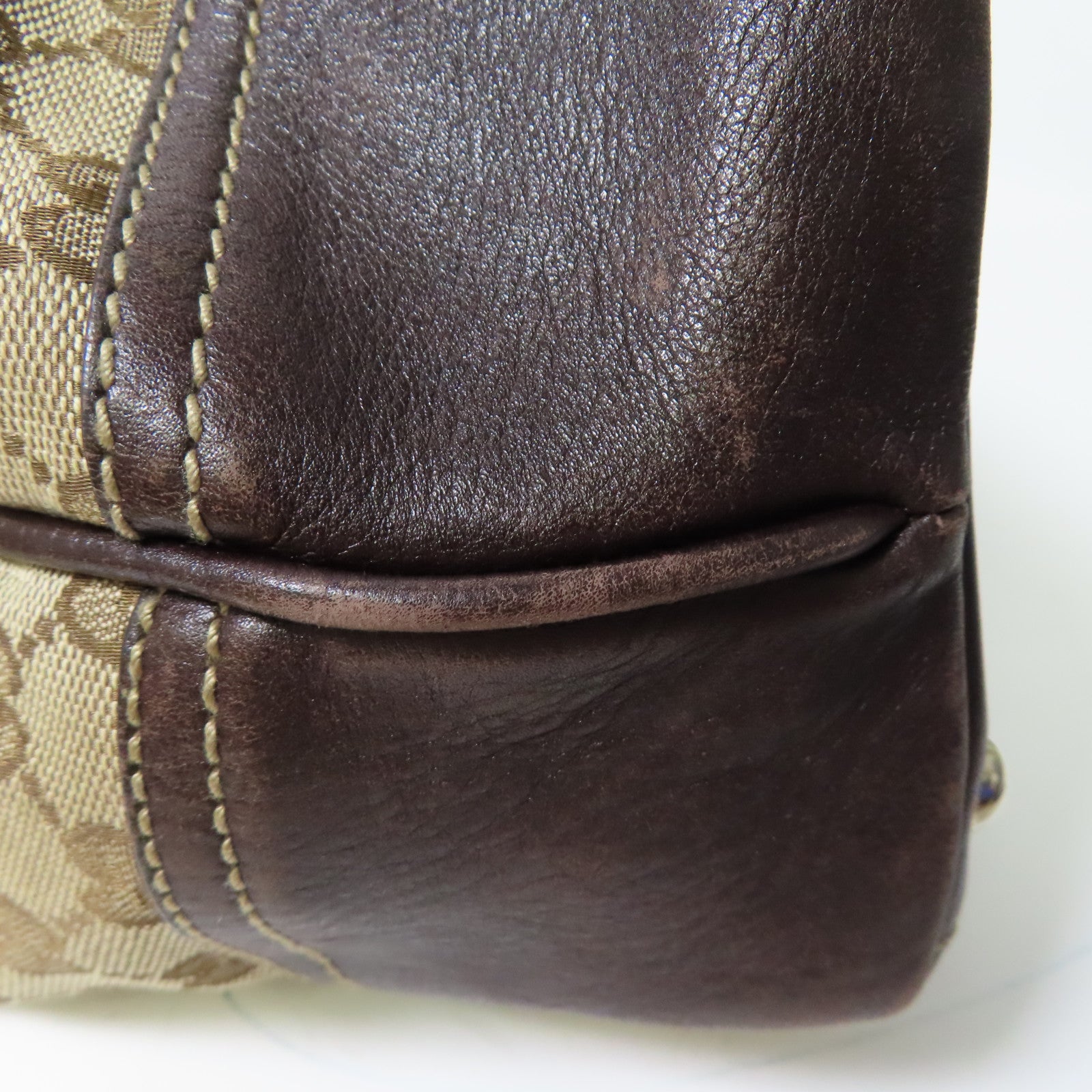 GUCCI 帆布Tote Bag金扣手挽袋啡色
