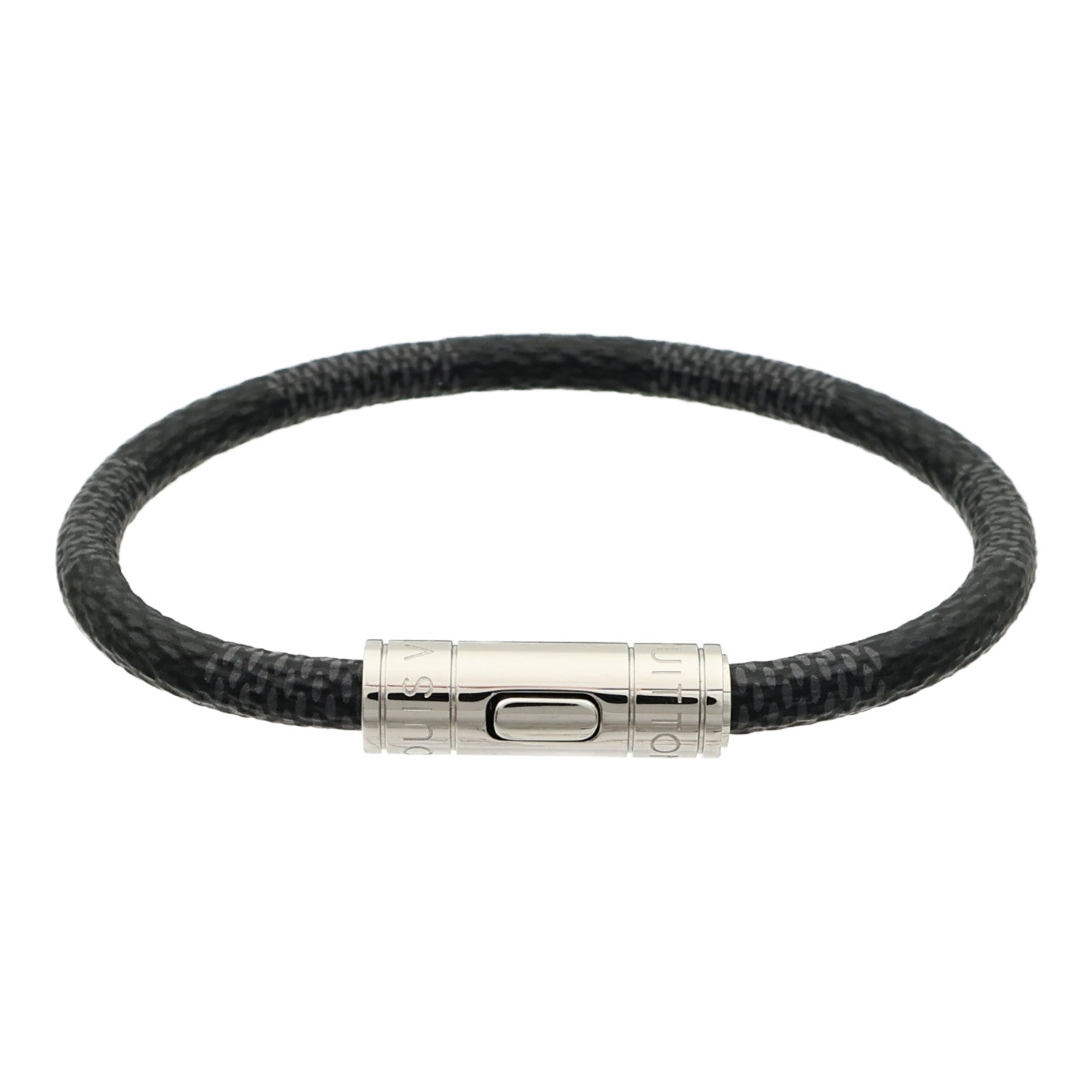 LOUIS VUITTON Damier Graphite Keep lt Bracelet銀扣手鏈