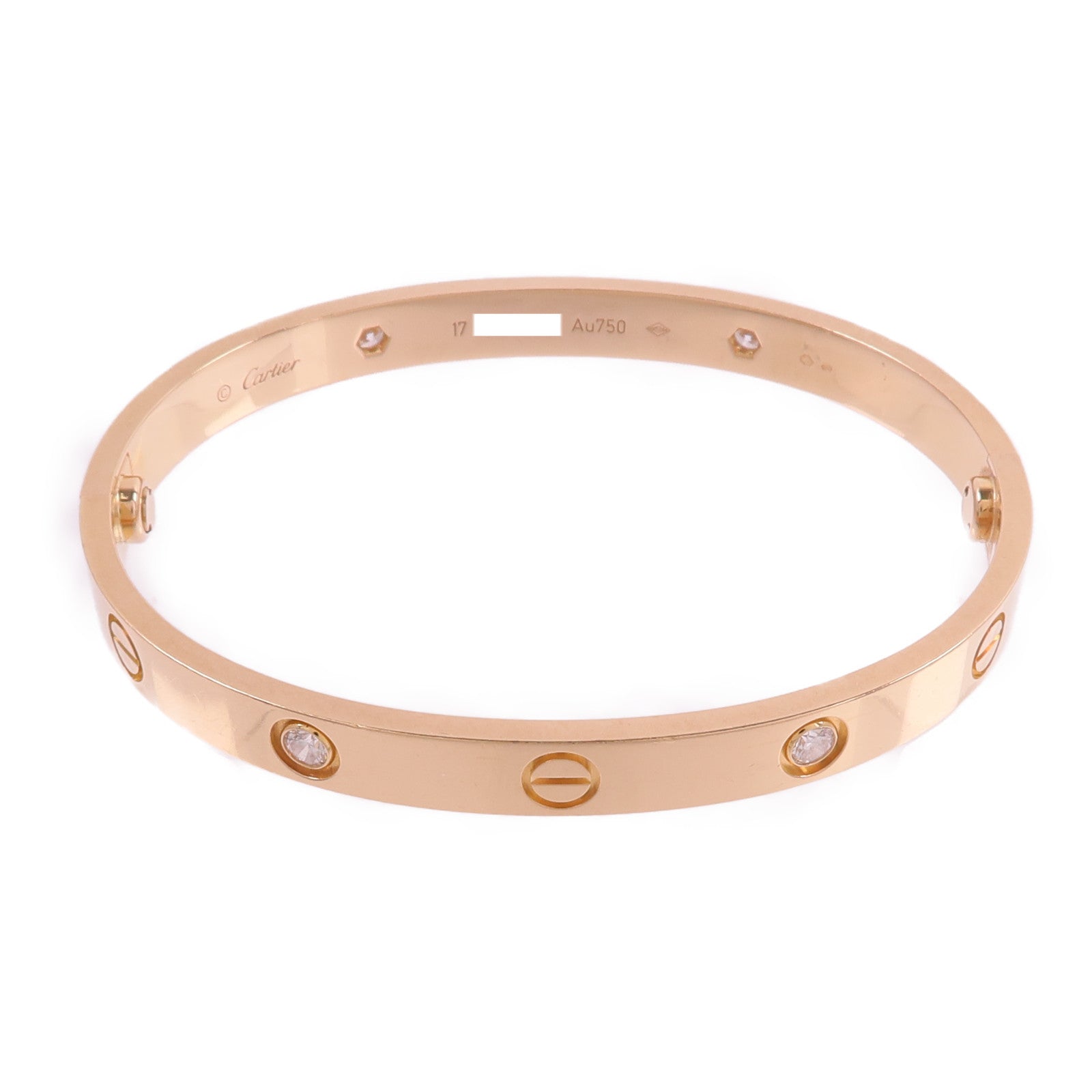 CARTIER 18K玫瑰金Love Bangle 4P Dia鑽石手鐲