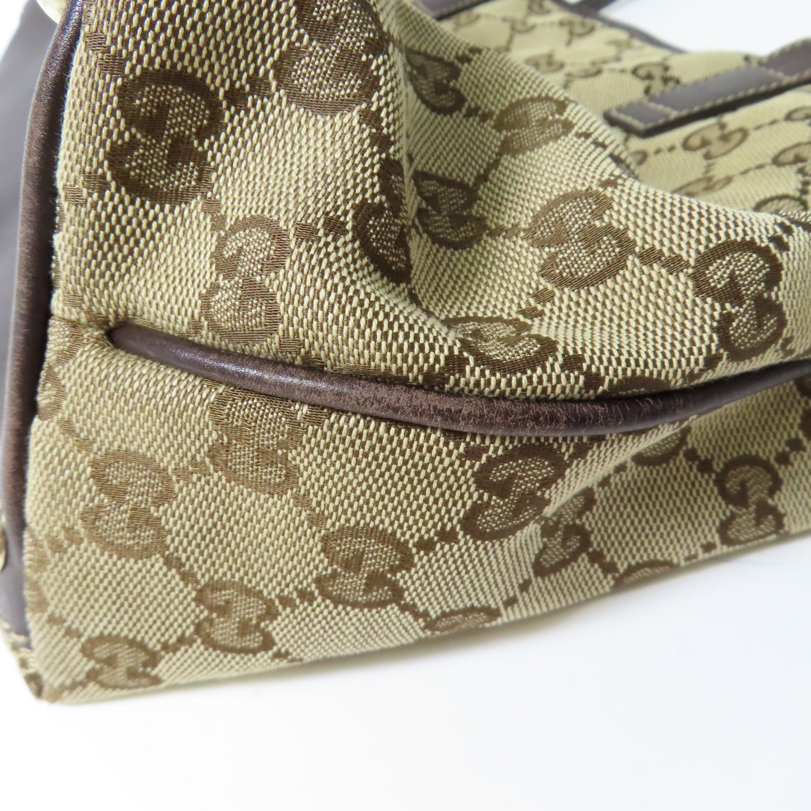 GUCCI 帆布Tote Bag金扣手挽袋啡色