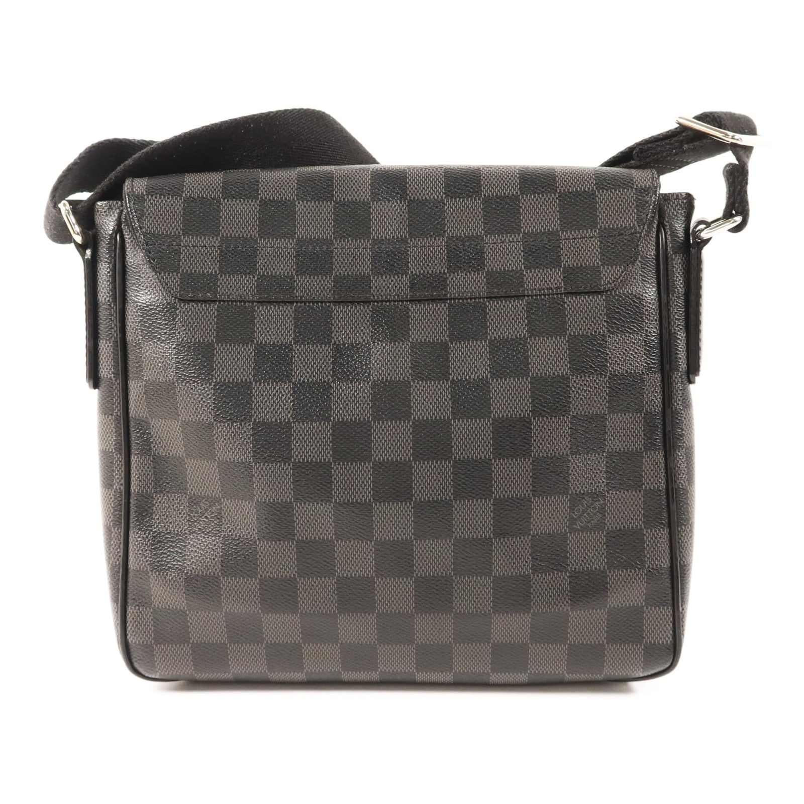 LOUIS VUITTON Damier Graphite District PM銀扣肩背袋
