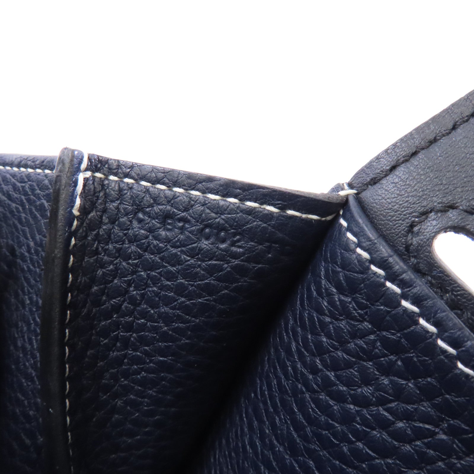 HERMES Clemence皮革Halzan 31銀扣手挽肩背兩用袋Deep Blue藍色