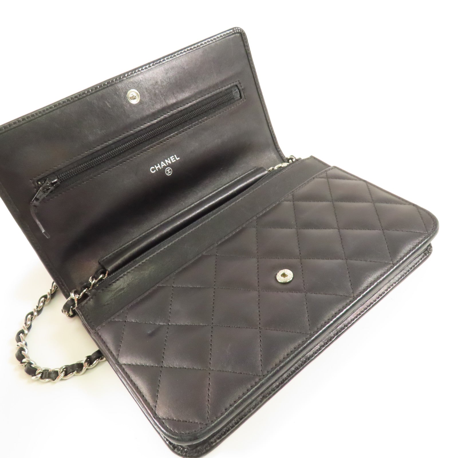 CHANEL 牛皮皮革WOC Wallet On Chain銀扣鏈帶肩背袋