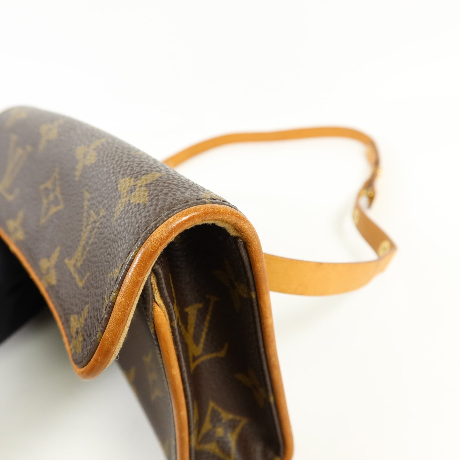 LOUIS VUITTON Monogram Pochette Florentine金扣腰包棕色