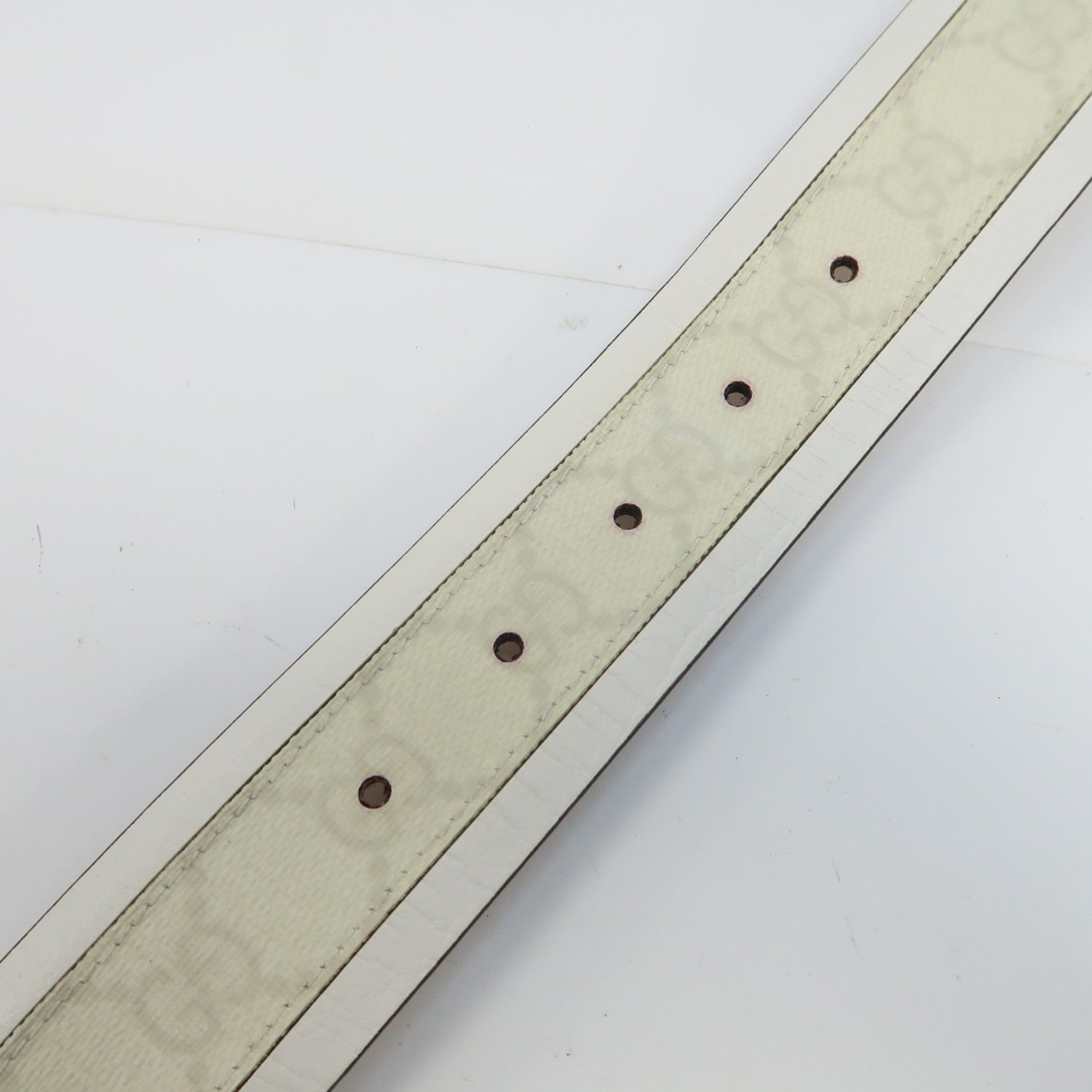 GUCCI PVC Belt金扣皮帶白色/米色