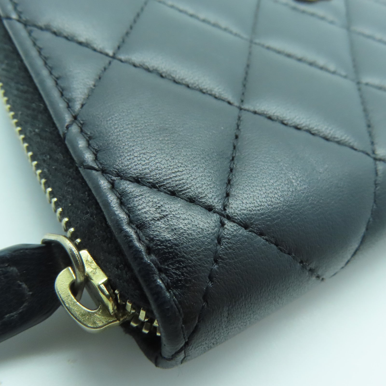 CHANEL 羊皮皮革Wallet金扣錢包黑色