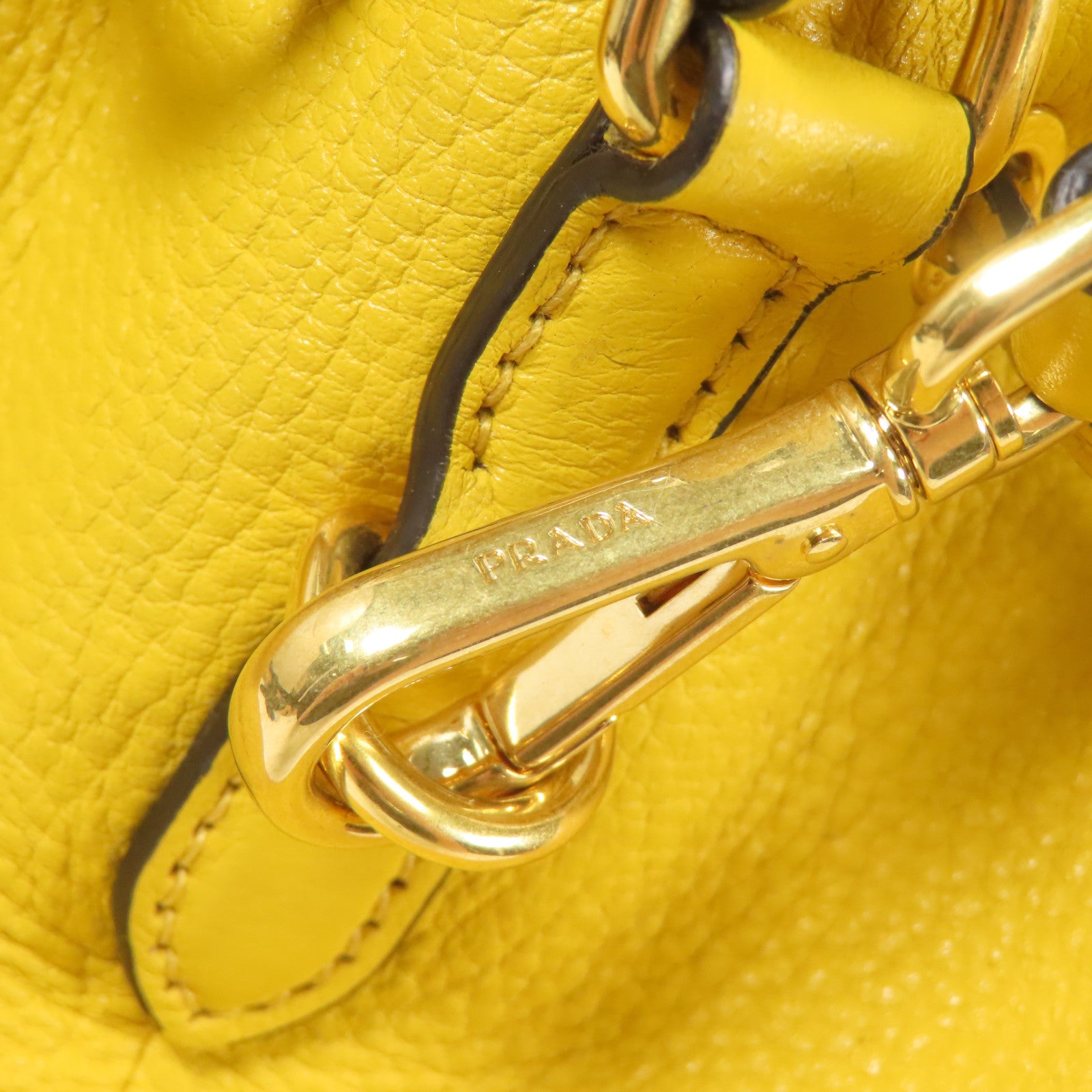 PRADA 牛皮皮革Bucket Bag金扣手挽肩背兩用袋