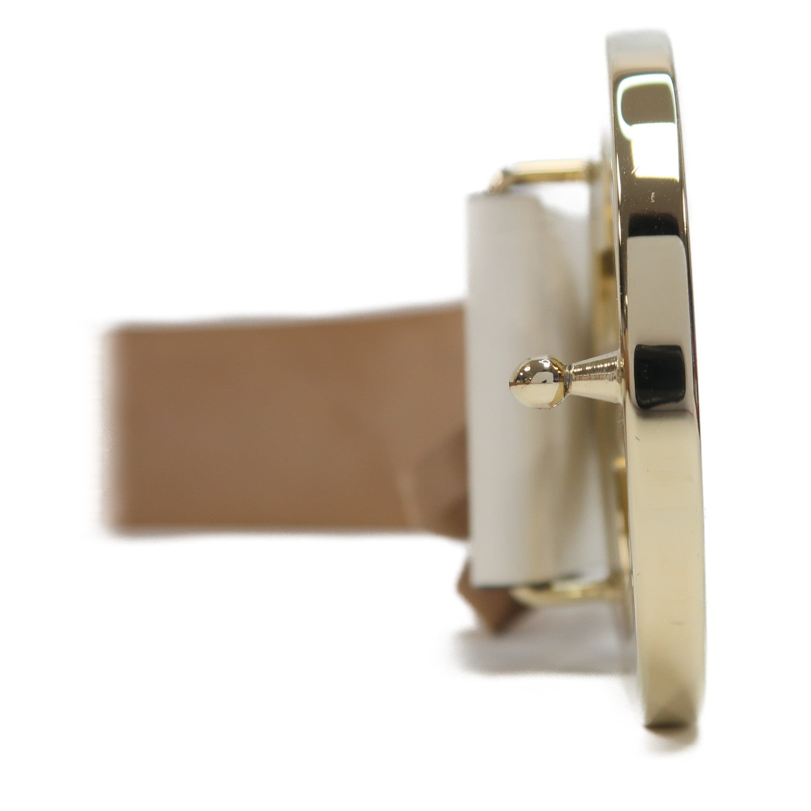 GUCCI PVC Belt金扣皮帶白色/米色