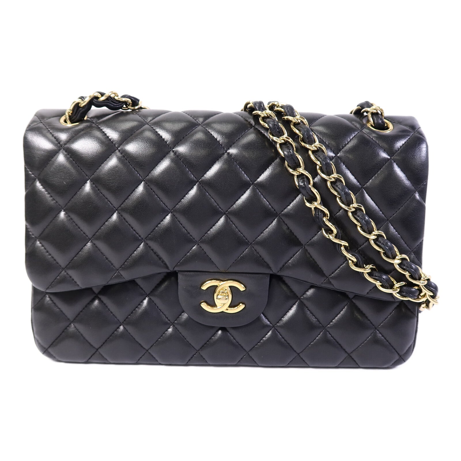 CHANEL 羊皮皮革Large Classic鏈帶肩背袋
