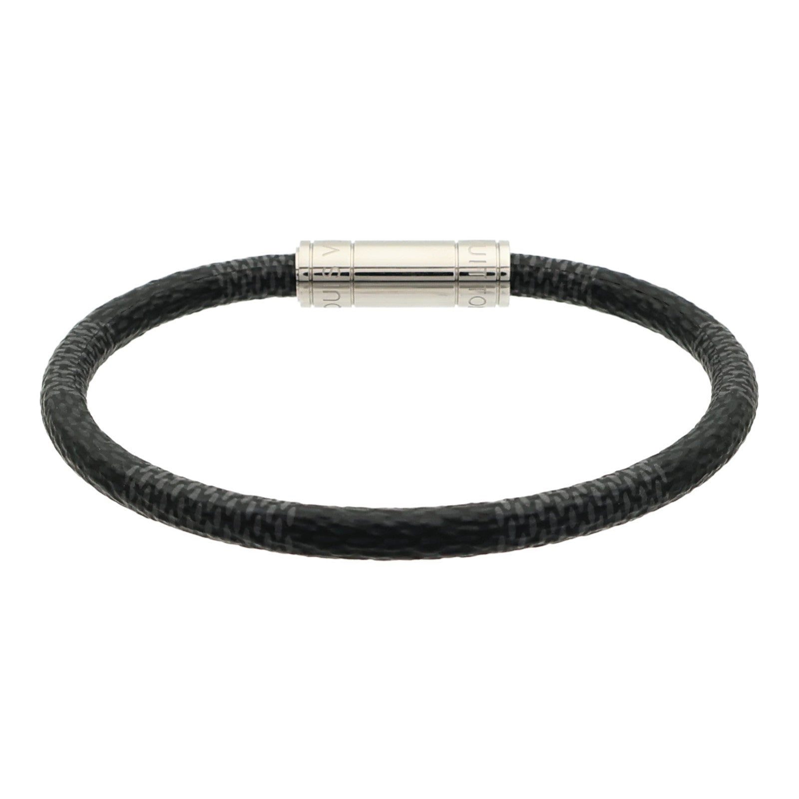 LOUIS VUITTON Damier Graphite Keep lt Bracelet銀扣手鏈