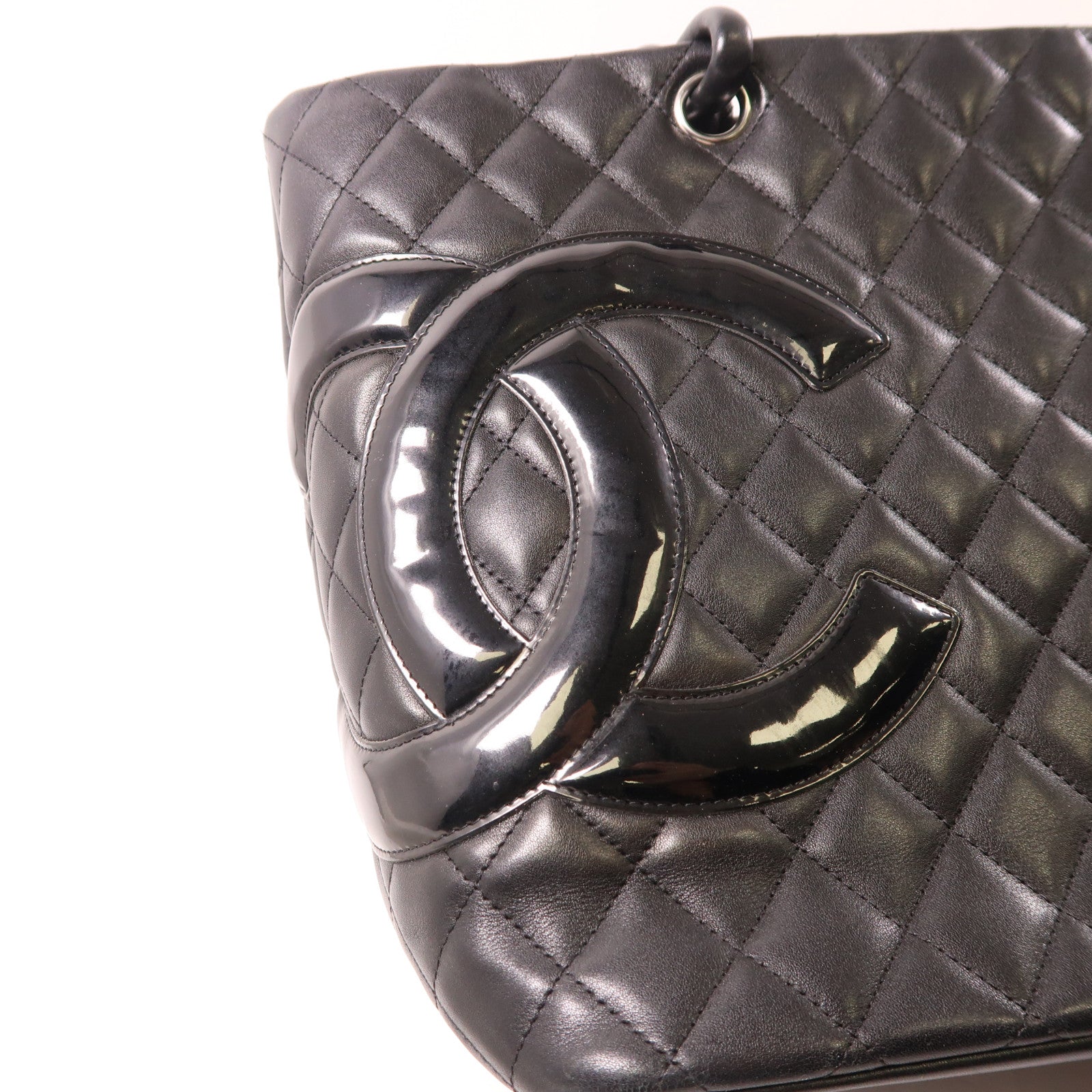 CHANEL 牛皮皮革Cambon Tote銀扣肩背袋/手挽袋