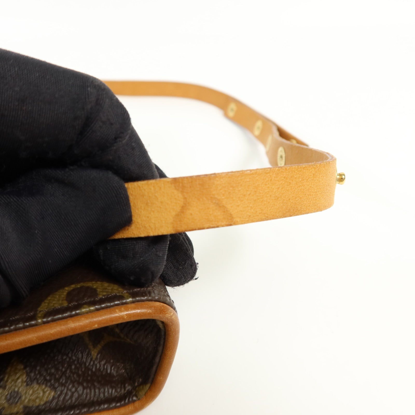 LOUIS VUITTON Monogram Pochette Florentine金扣腰包棕色