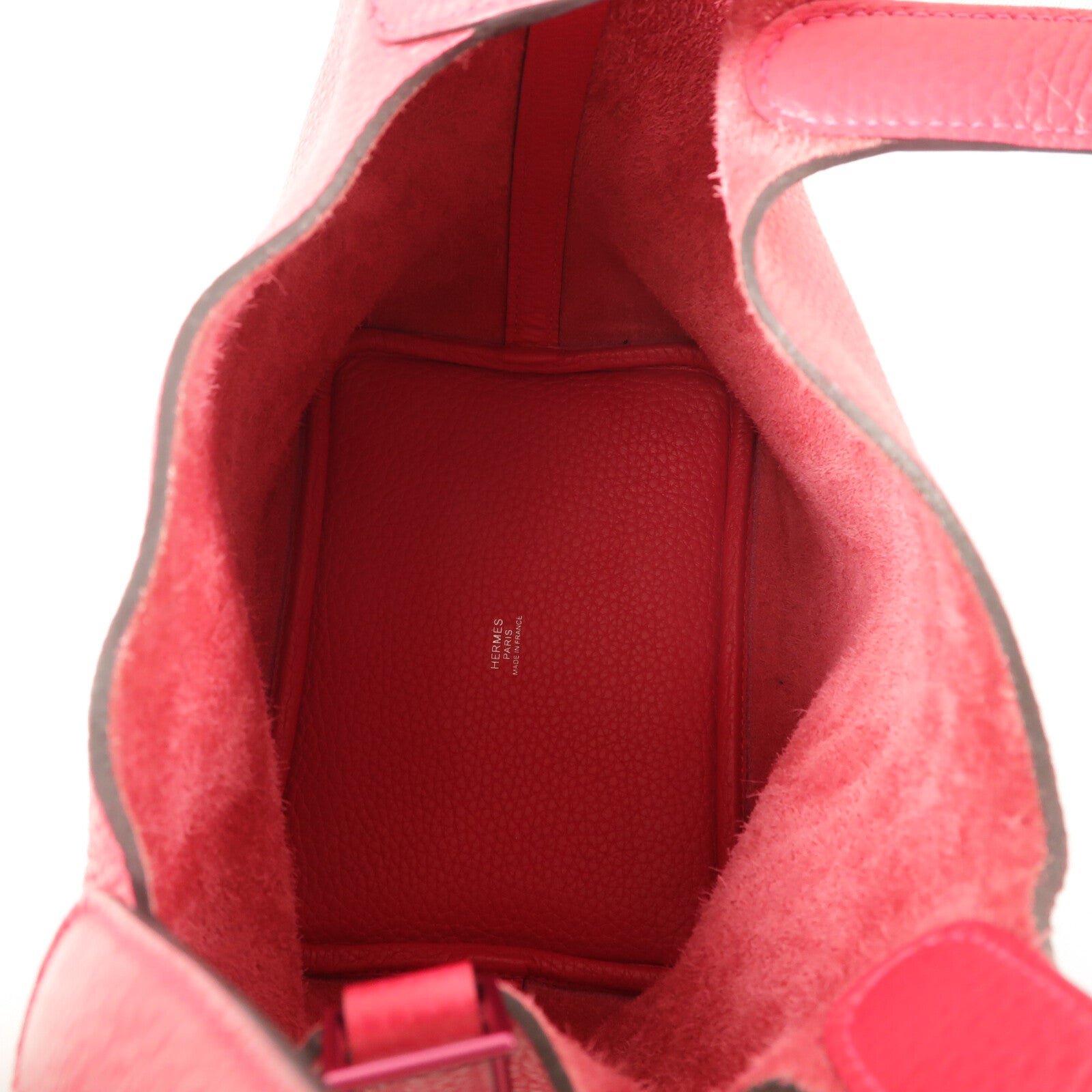 HERMES Clemence皮革Picotin PM手挽袋Rose Mexico