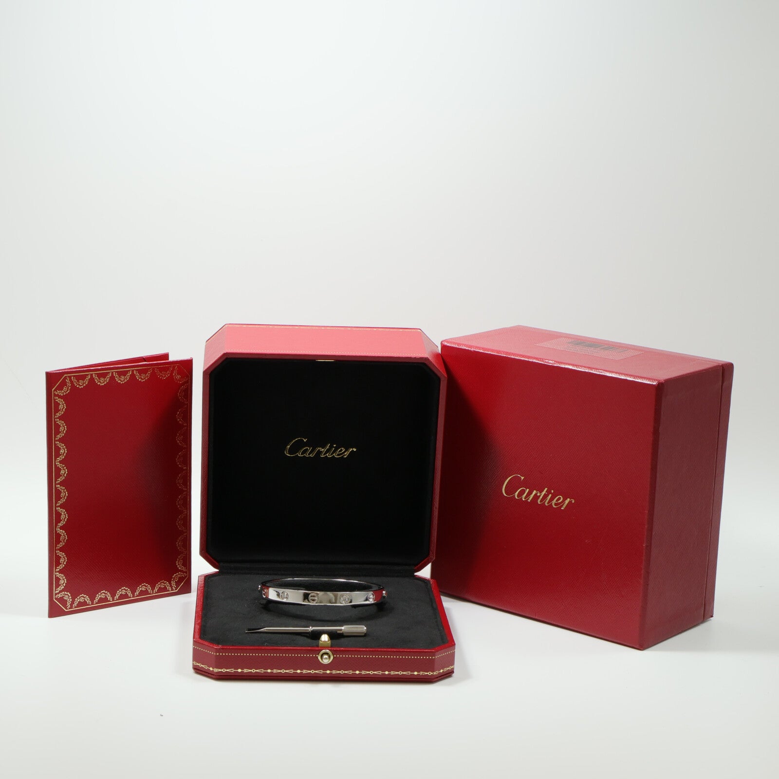 CARTIER 18K白金Love Bracelet 4 Diamonds鑽石手鐲