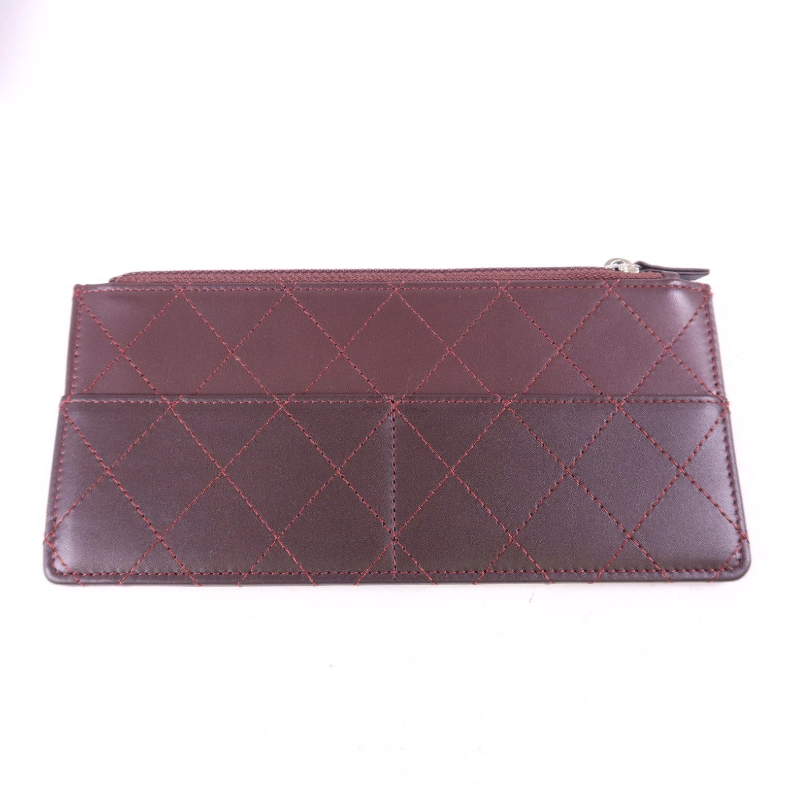 CHANEL 牛皮皮革Long Bifold Wallet銀扣長錢包