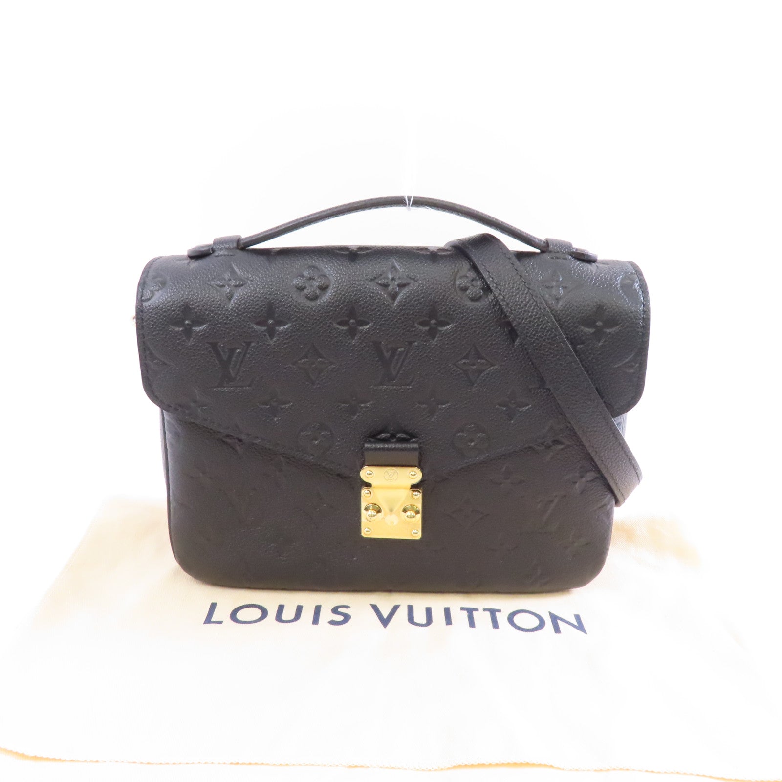 LOUIS VUITTON Monogram Empreinte Pochette Metis金扣手挽肩背兩用袋黑色
