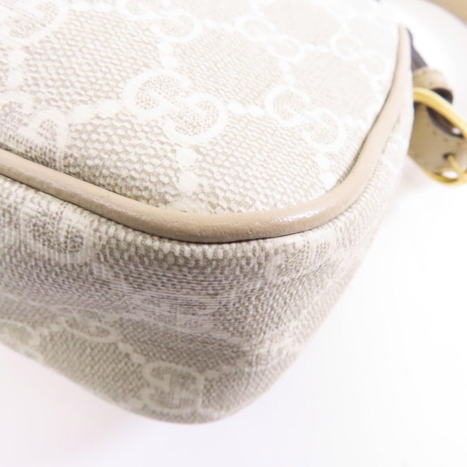 GUCCI 塗層帆布Ophidia金扣肩背袋米色