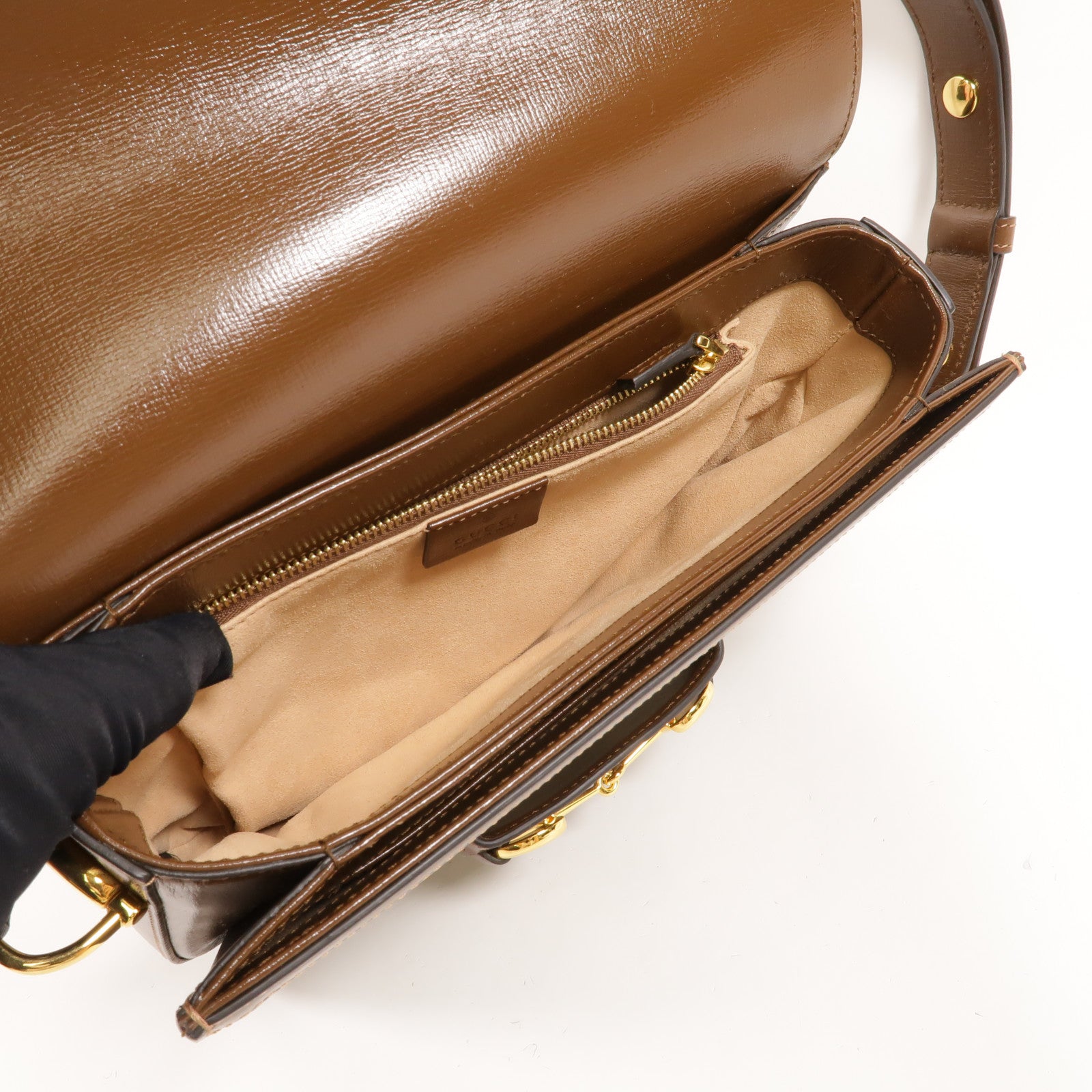 GUCCI 塗層帆布Horsebit 1955 Medium肩背袋