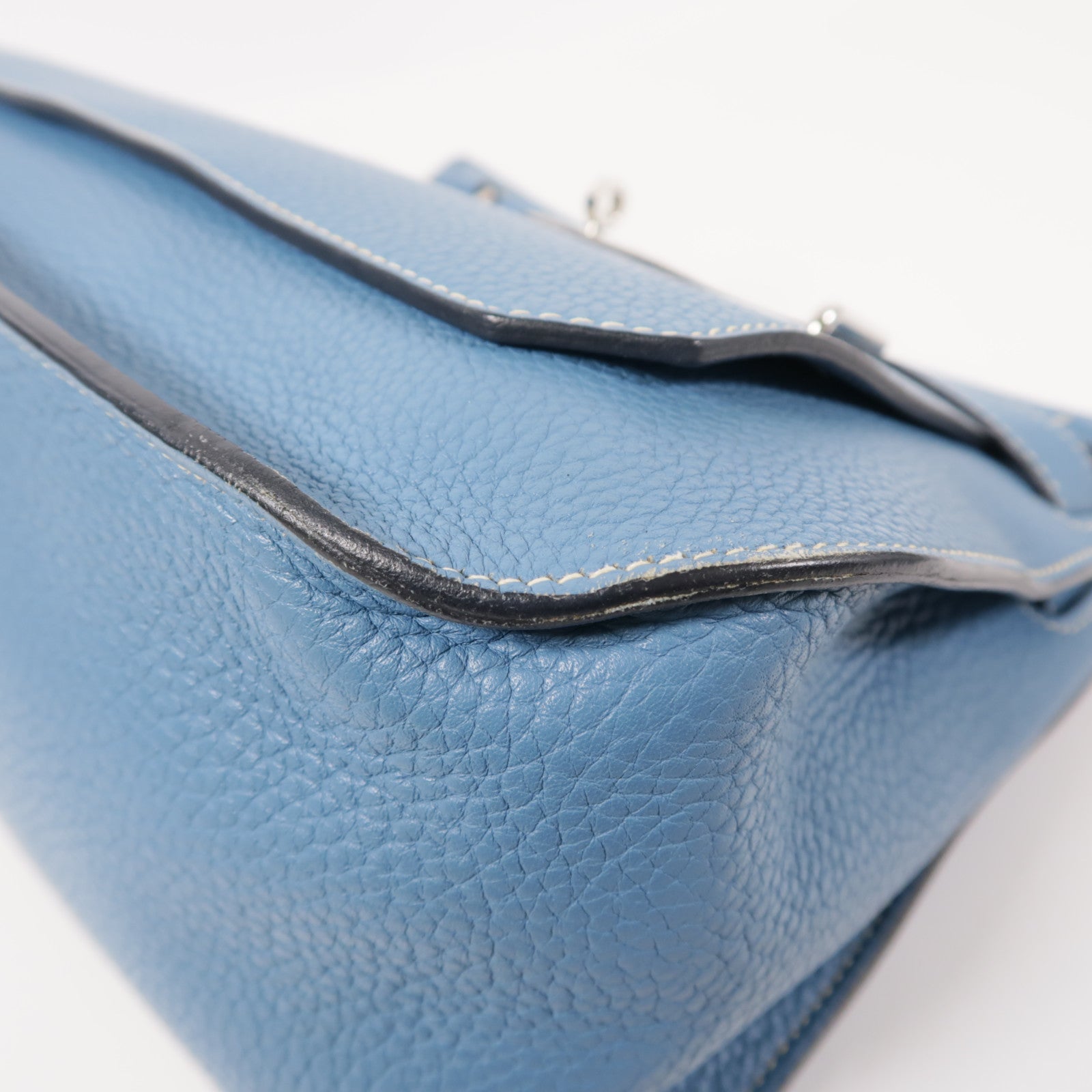 HERMES Clemence皮革Jypsiere銀扣肩背袋