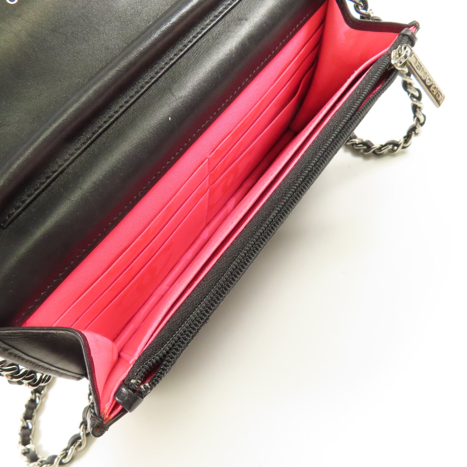 CHANEL 牛皮皮革WOC Wallet On Chain銀扣鏈帶肩背袋