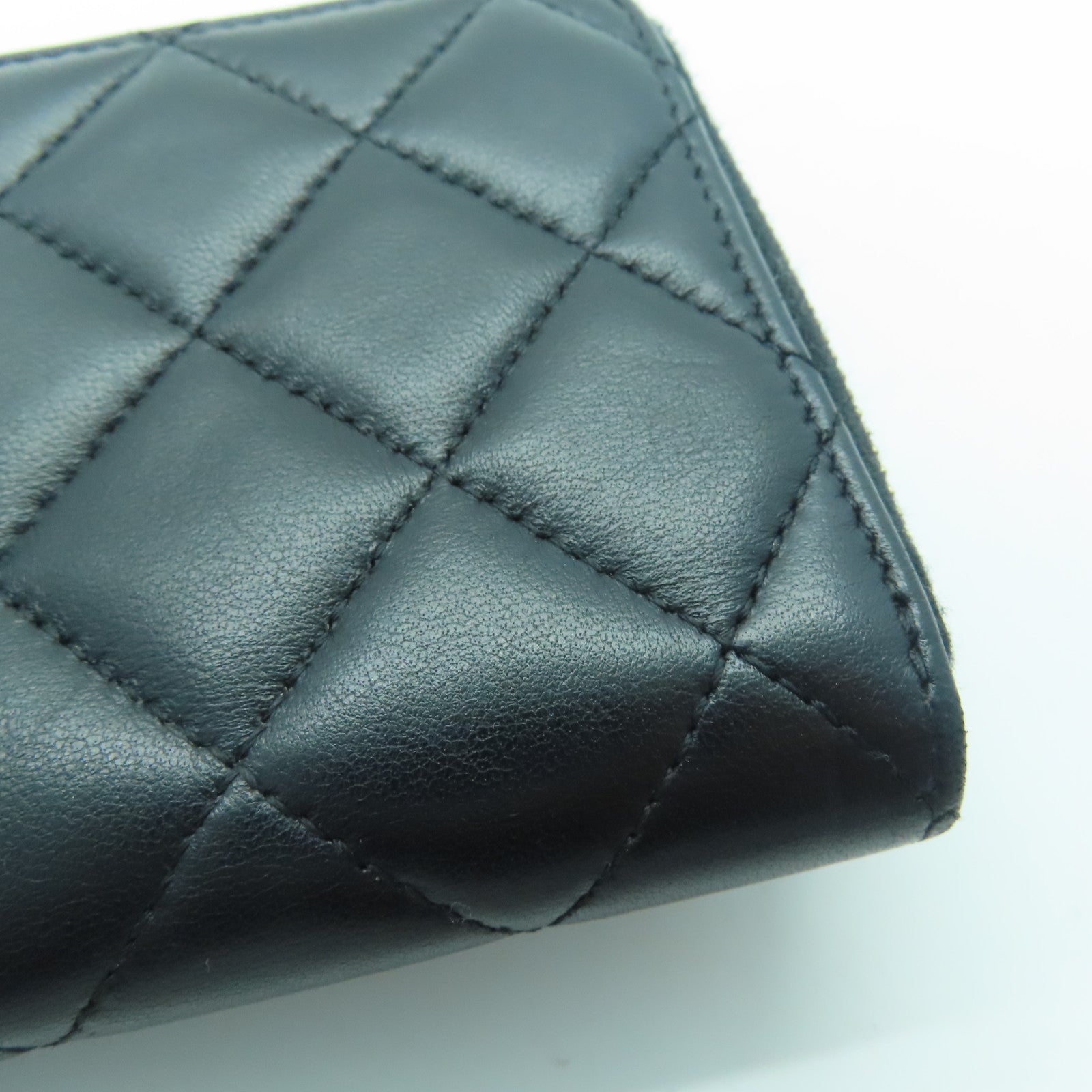 CHANEL 羊皮皮革Wallet金扣錢包黑色
