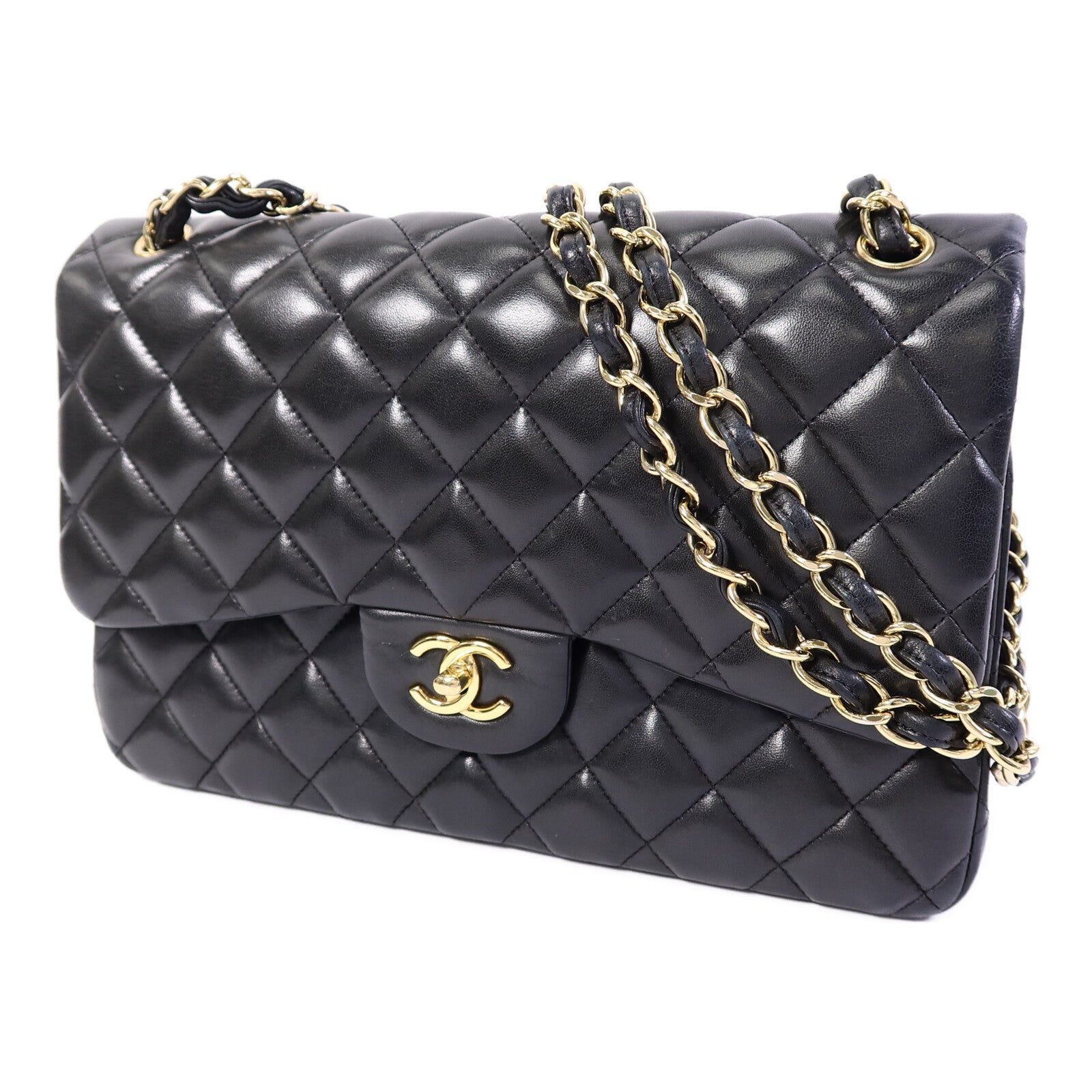 CHANEL 羊皮皮革Large Classic鏈帶肩背袋