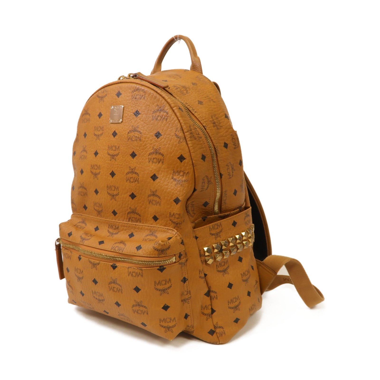 MCM 【激減優惠】皮革Stark Side Studs Backpack金扣背包啡色