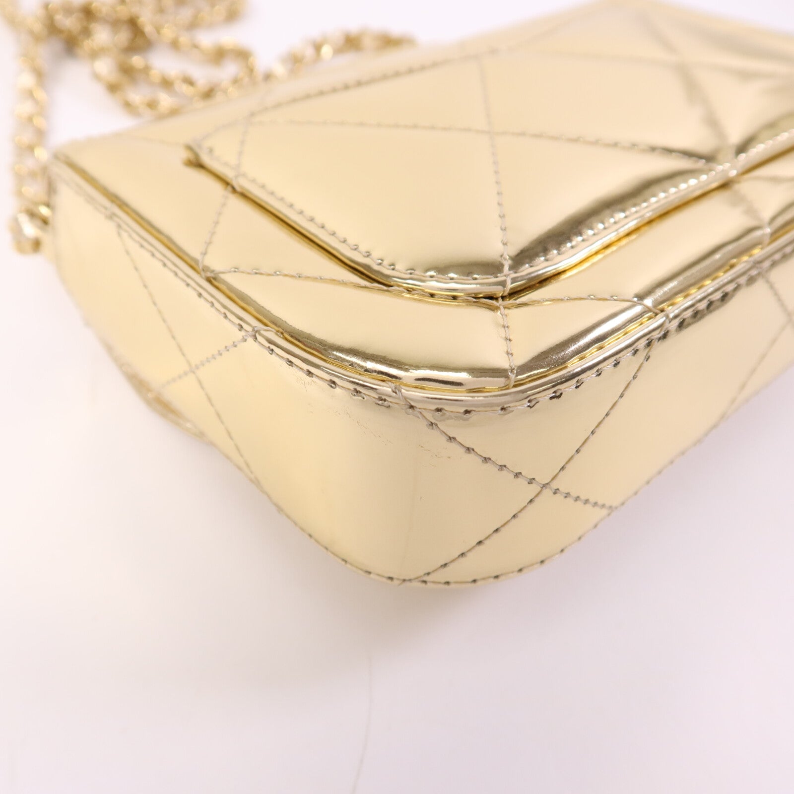 CHANEL 【激減優惠】牛皮皮革Chain Shoulder金扣鏈帶手挽肩背兩用袋