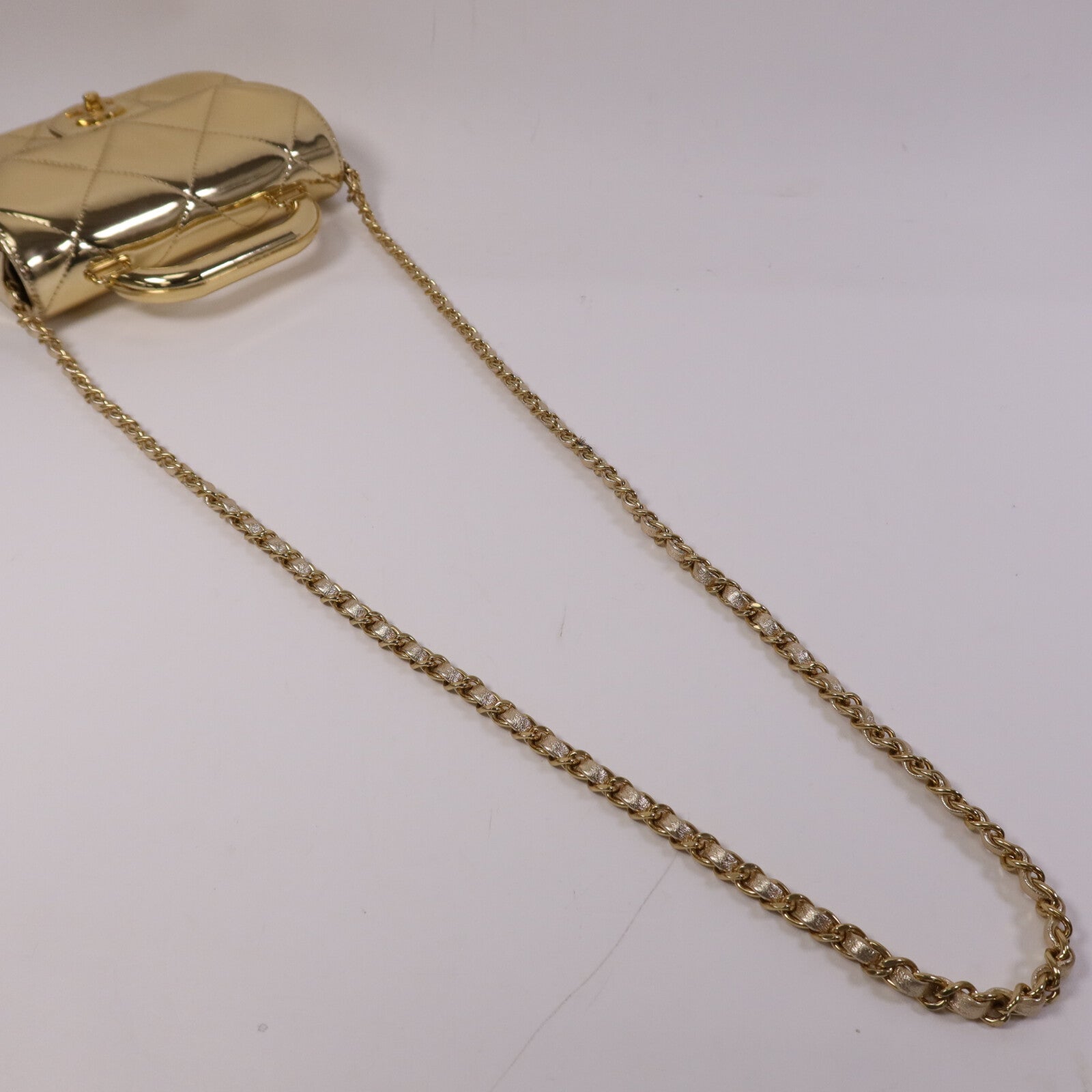 CHANEL 【激減優惠】牛皮皮革Chain Shoulder金扣鏈帶手挽肩背兩用袋