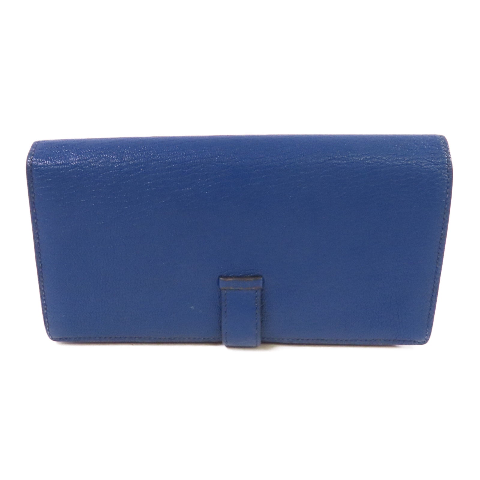 HERMES Chevre皮革Bearn Long Wallet銀扣長錢包73 Bleu Saphir/寶石藍色