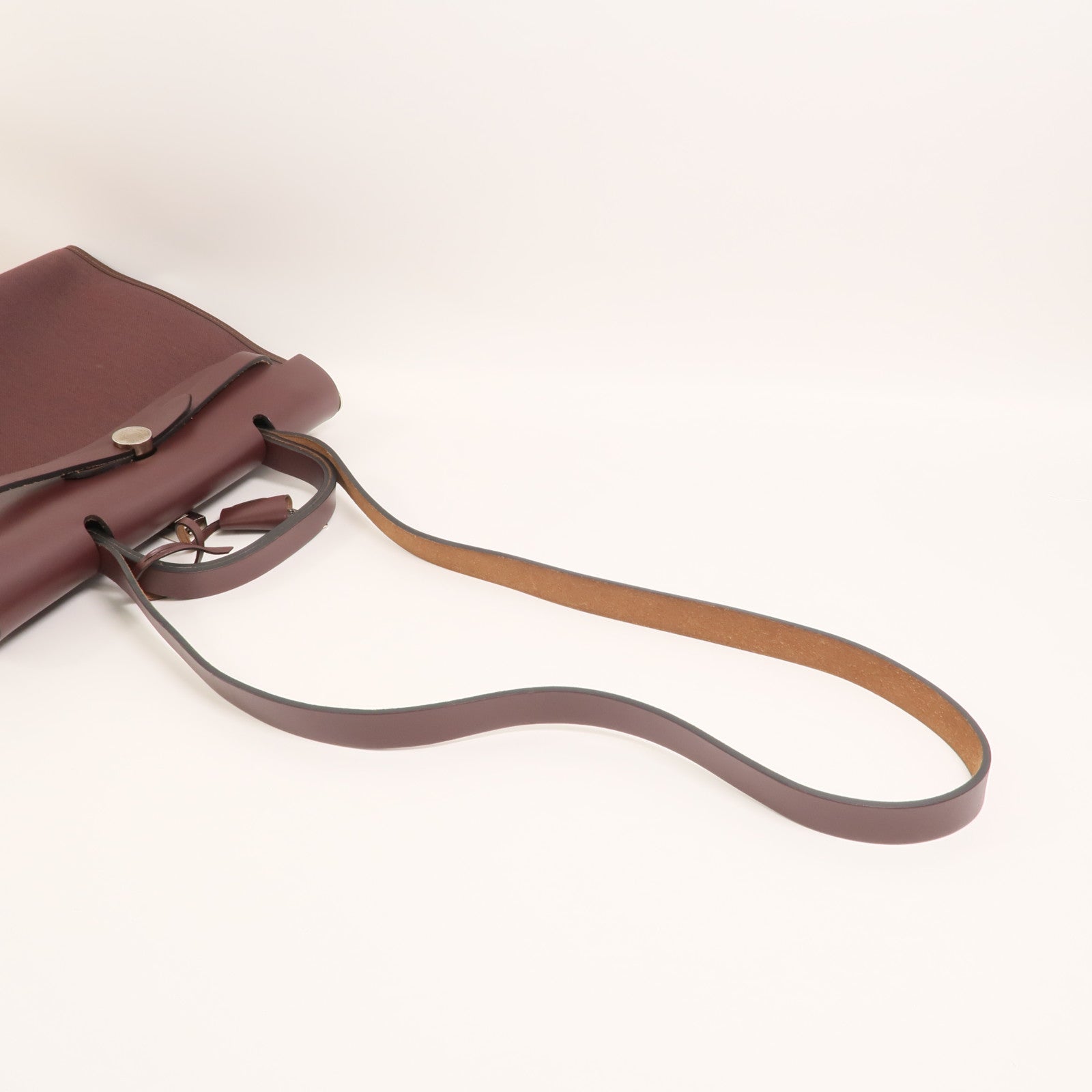 HERMES Toile H帆布Herbag PM手挽肩背兩用袋Rouge Sellier