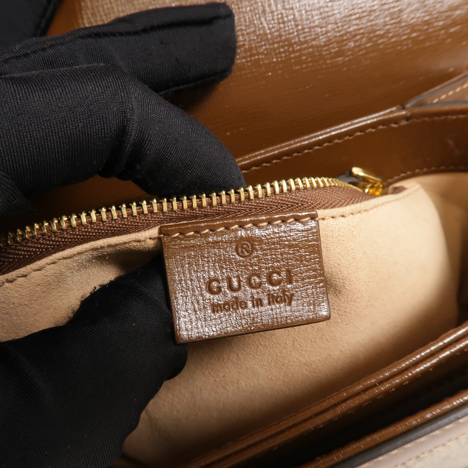 GUCCI 塗層帆布Horsebit 1955 Medium肩背袋