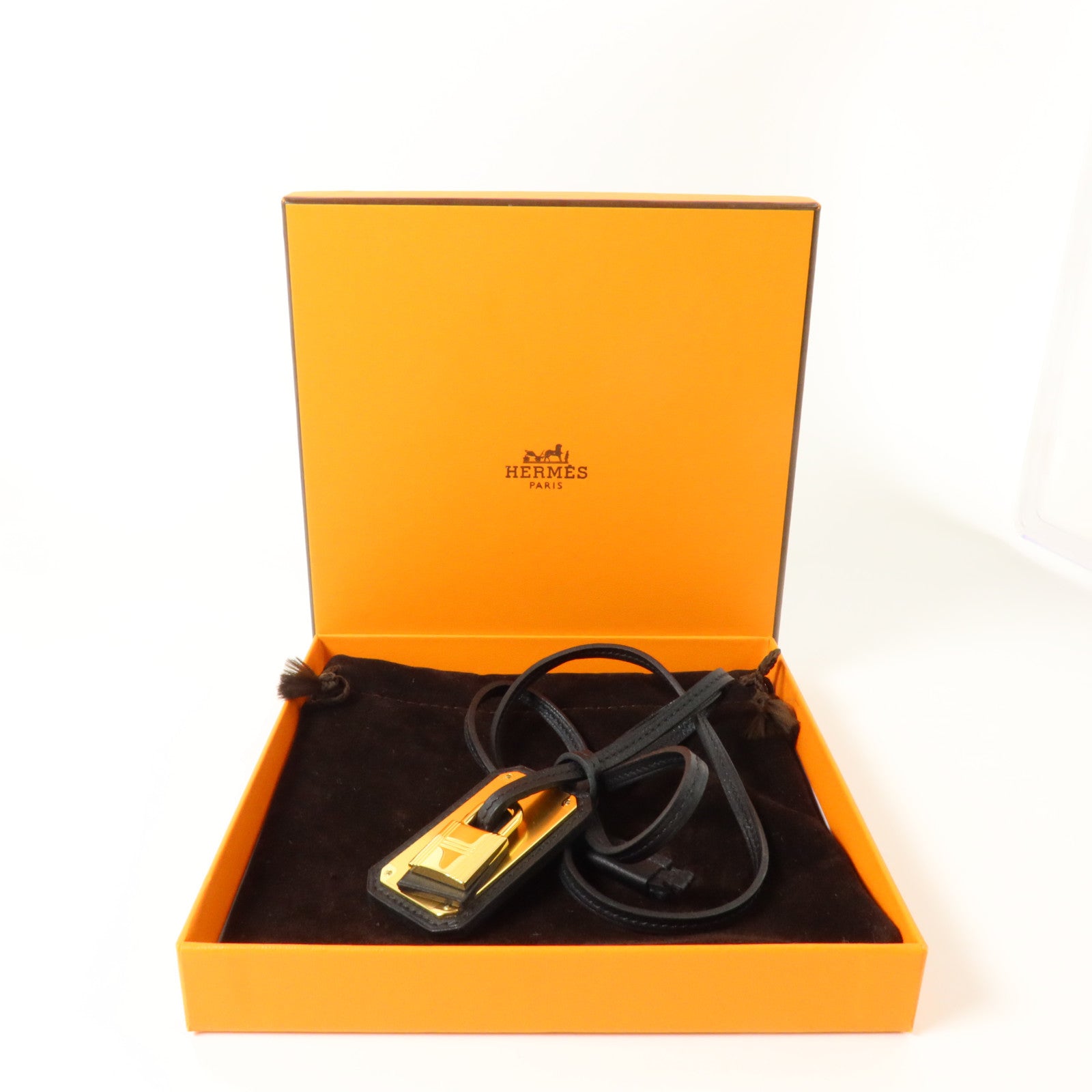 HERMES 皮革/金屬Pendant Clochette Necklace項鏈