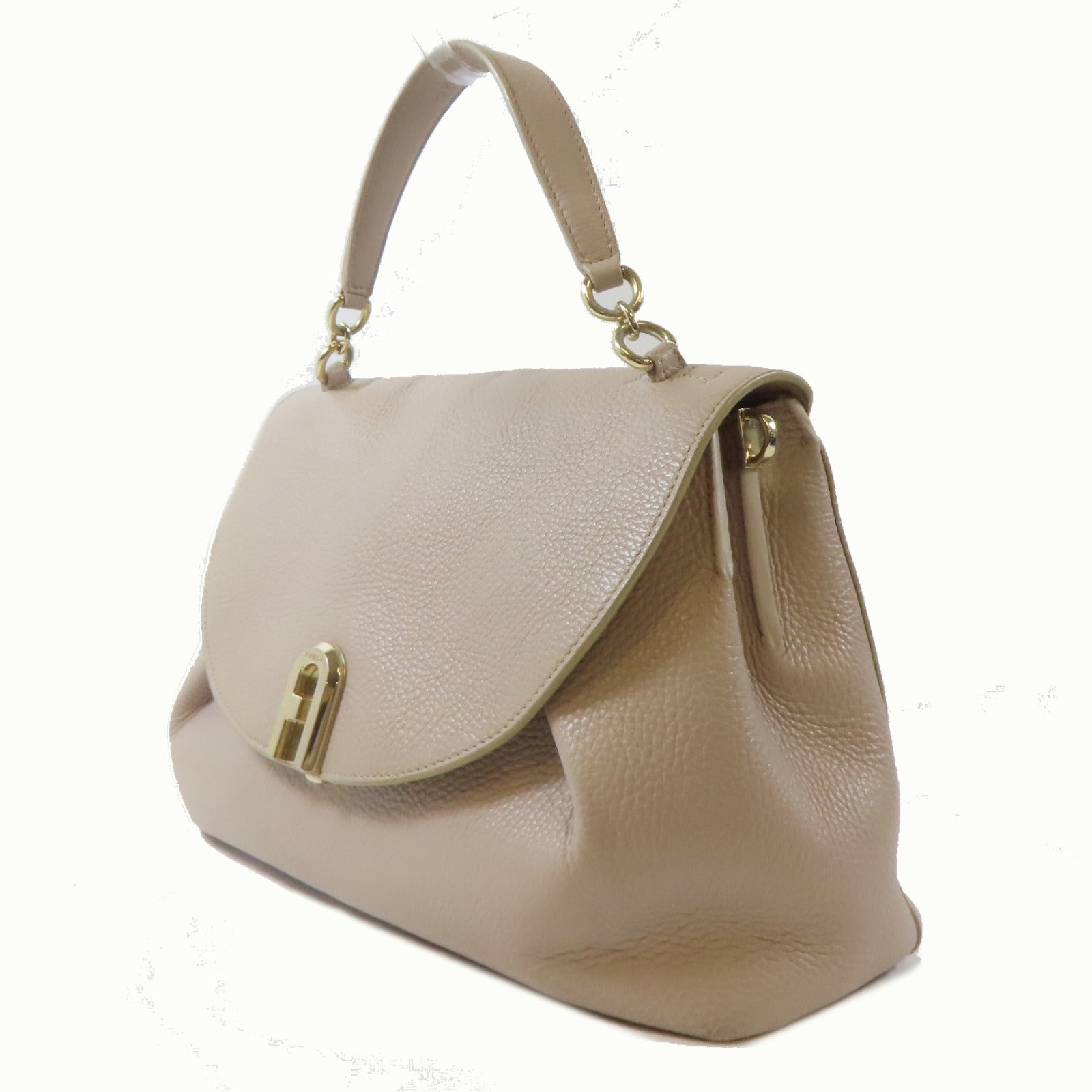 Furla 牛皮皮革2 way shoulder金扣手挽肩背兩用袋粉紅色