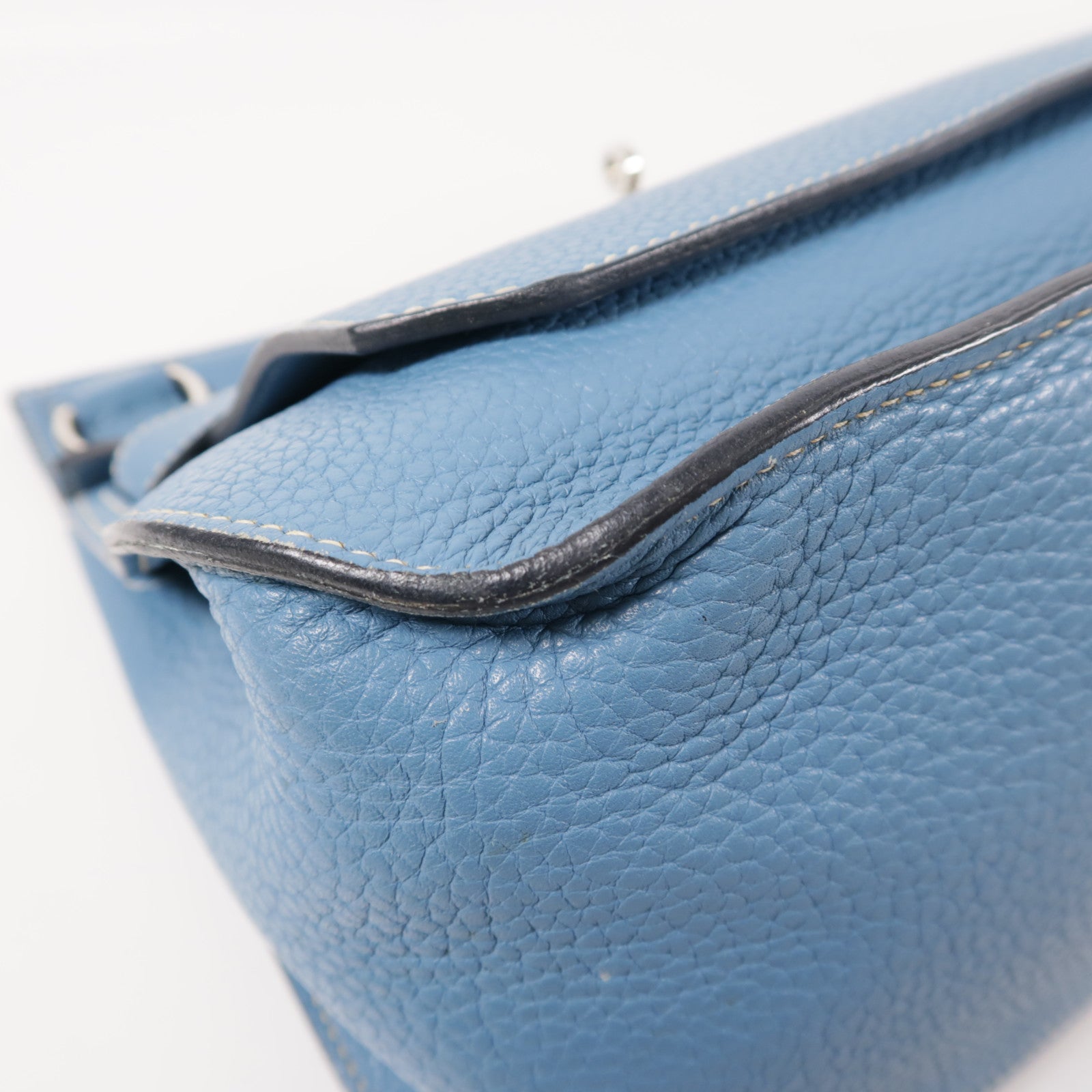 HERMES Clemence皮革Jypsiere銀扣肩背袋