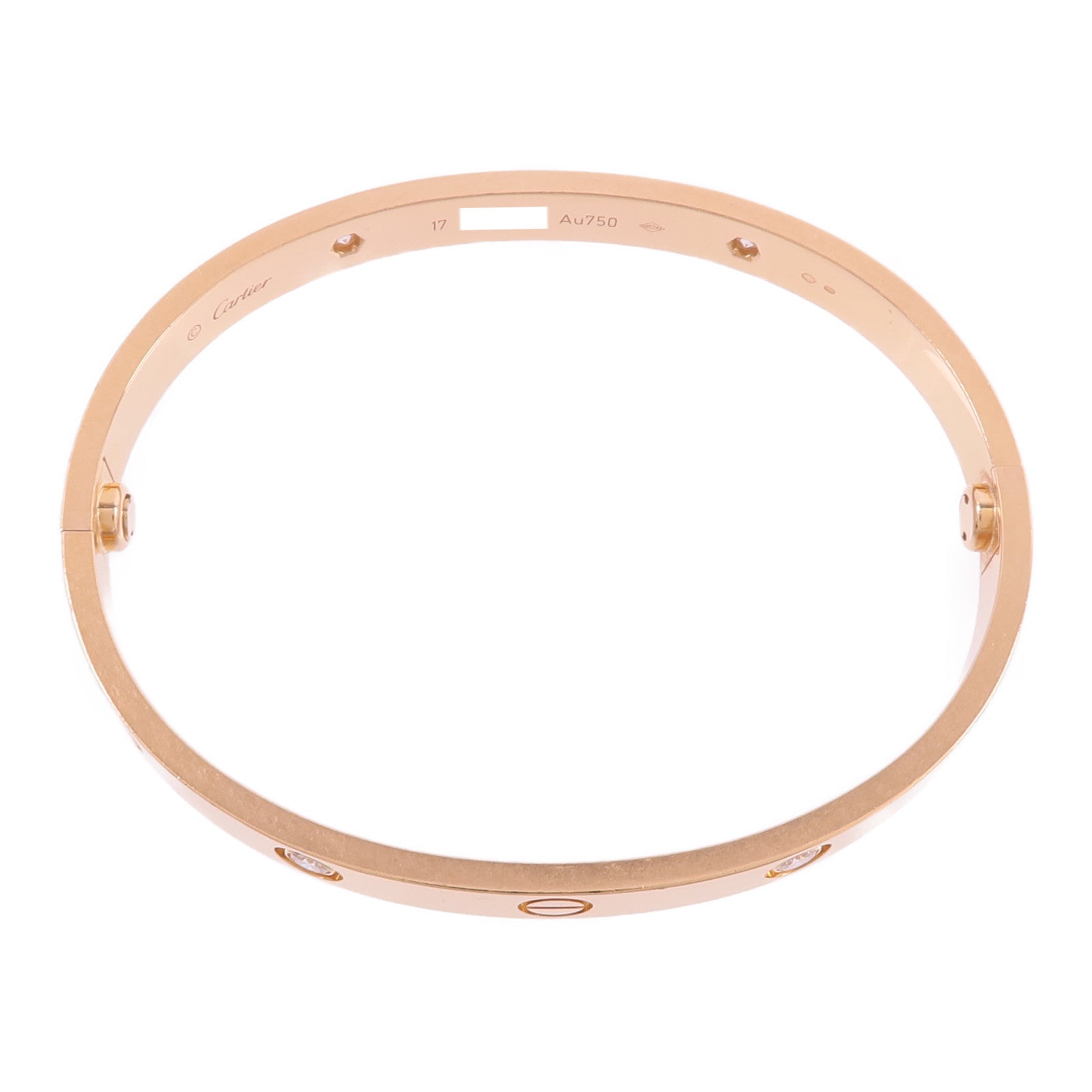 CARTIER 18K玫瑰金Love Bangle 4P Dia鑽石手鐲