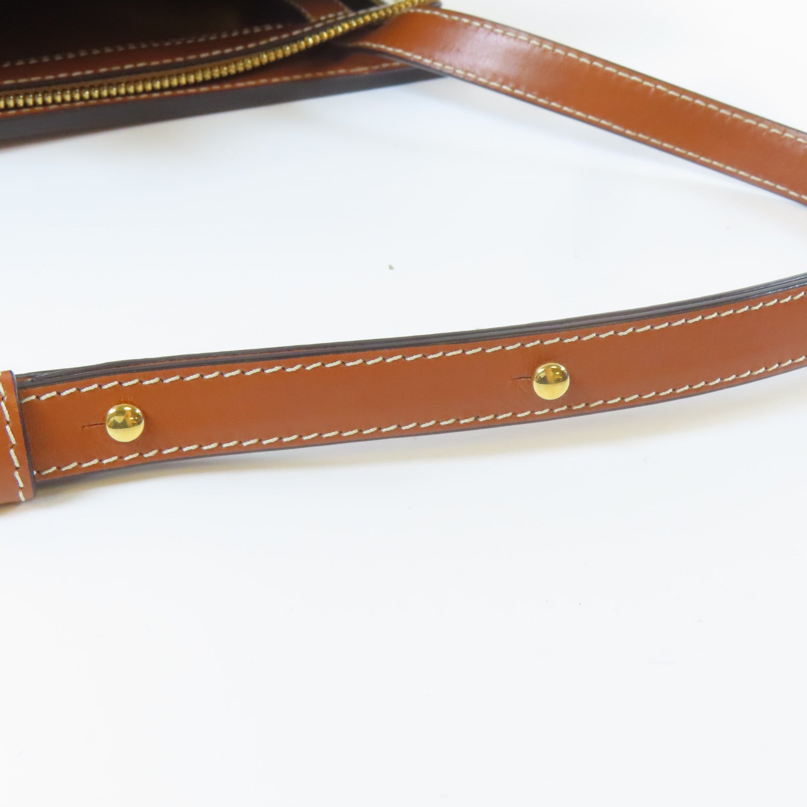 CELINE Triomphe塗層帆布Shoulder Bag金扣肩背袋白色/啡色