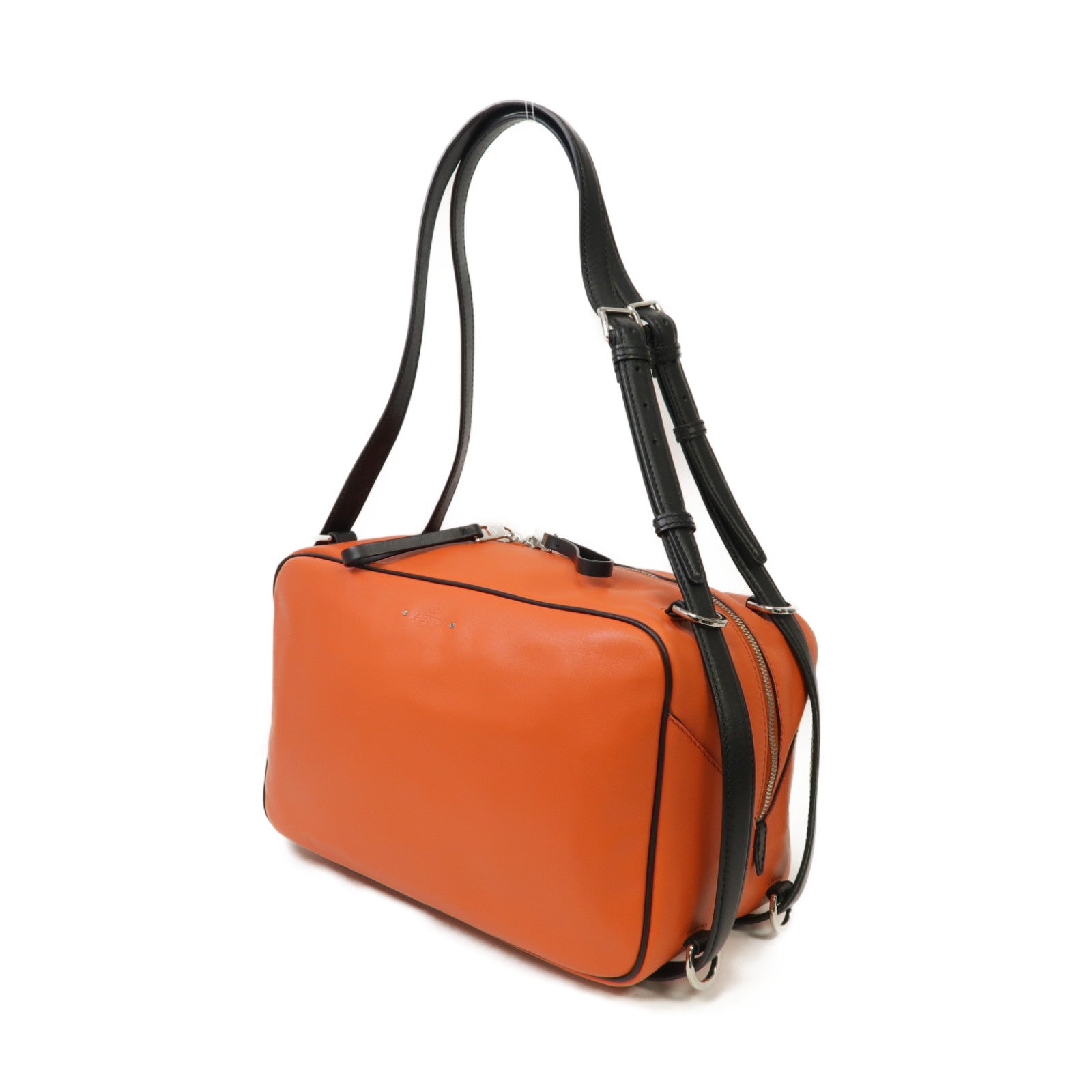 Valentino 【激減優惠】牛皮皮革Shoulder Bag銀扣肩背袋橙色