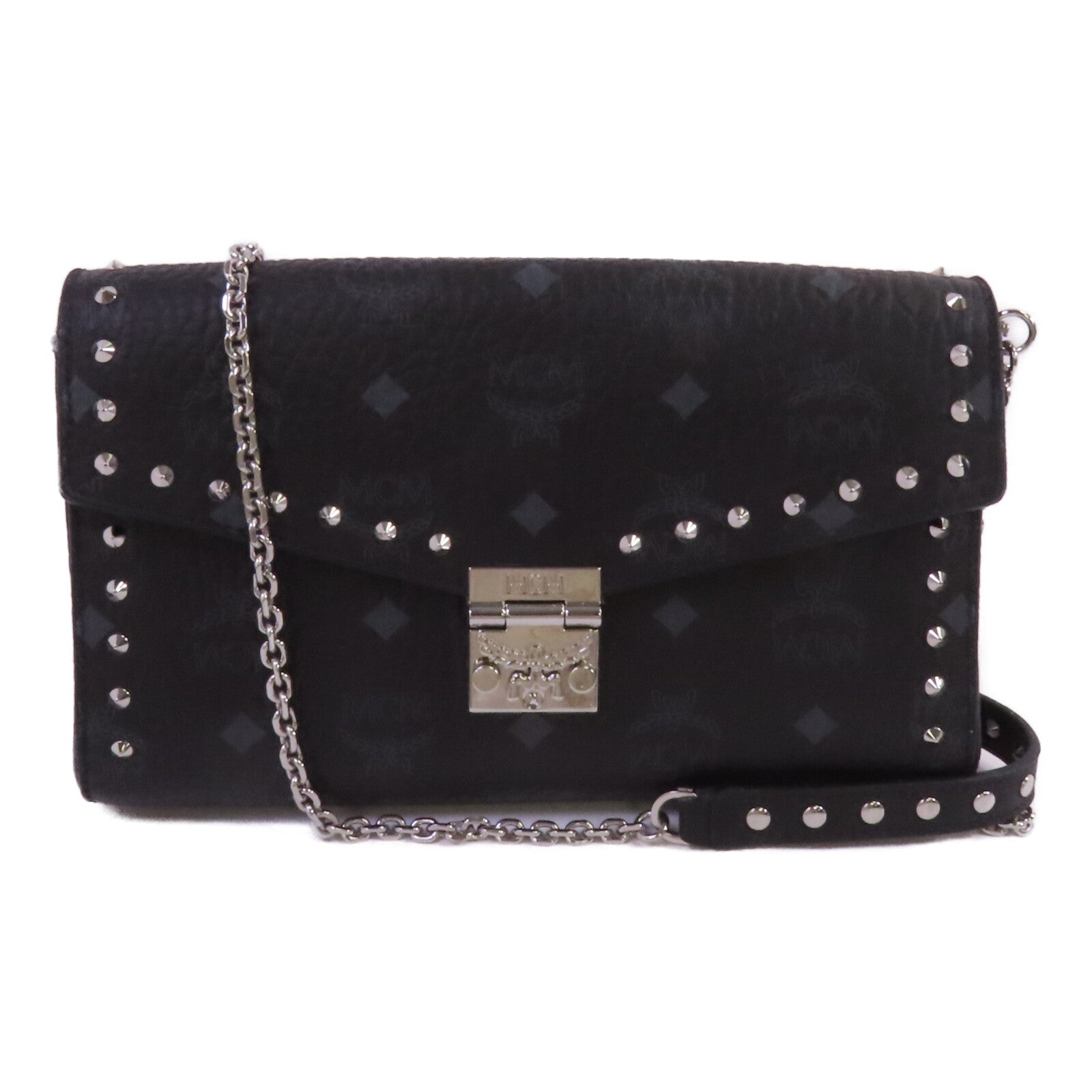 MCM 塗層帆布Visetos Tracy Crossbody銀扣鏈帶肩背袋