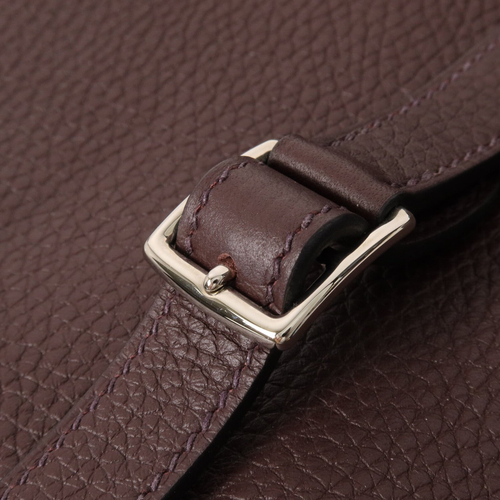 HERMES Clemence皮革Halzan 25手挽肩背兩用袋Rouge Sellier/Bleu Saphir