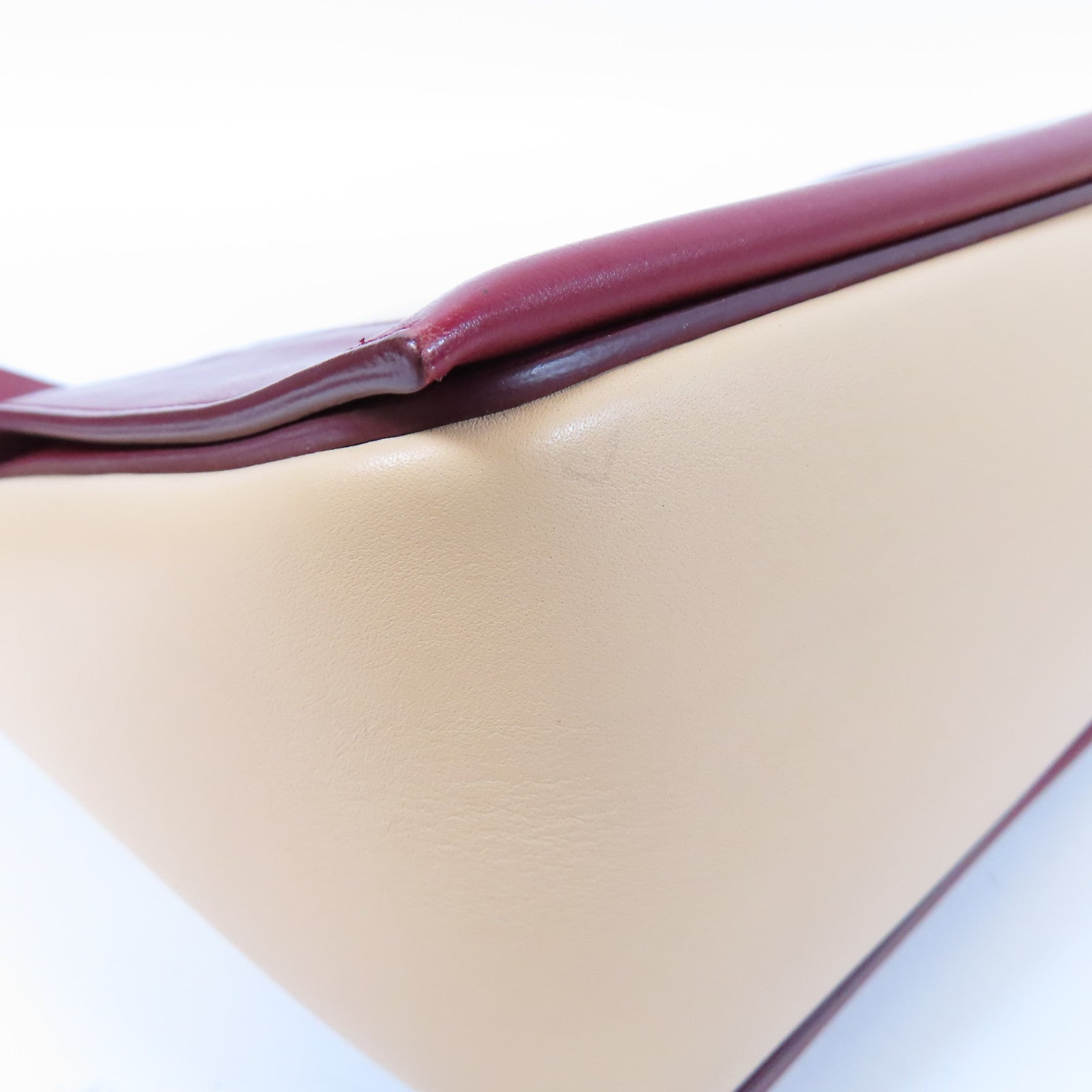 CELINE 【激減優惠】牛皮皮革Frame Medium Shoulder Bag金扣肩背袋紅色/米色
