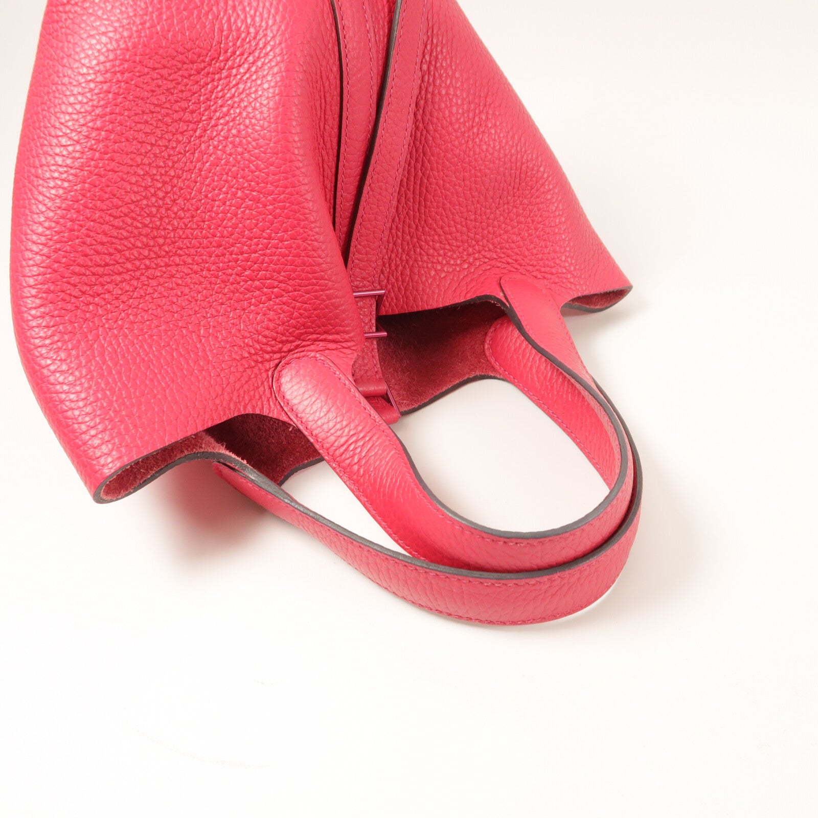 HERMES Clemence皮革Picotin PM手挽袋Rose Mexico