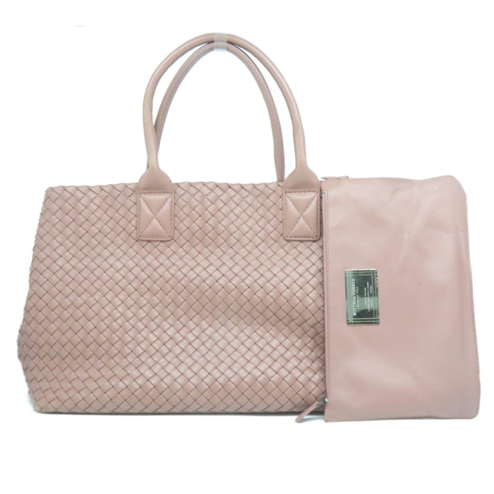 BOTTEGA VENETA 【激減優惠】織紋皮革Shoulder Bag銀扣肩背袋粉紅色