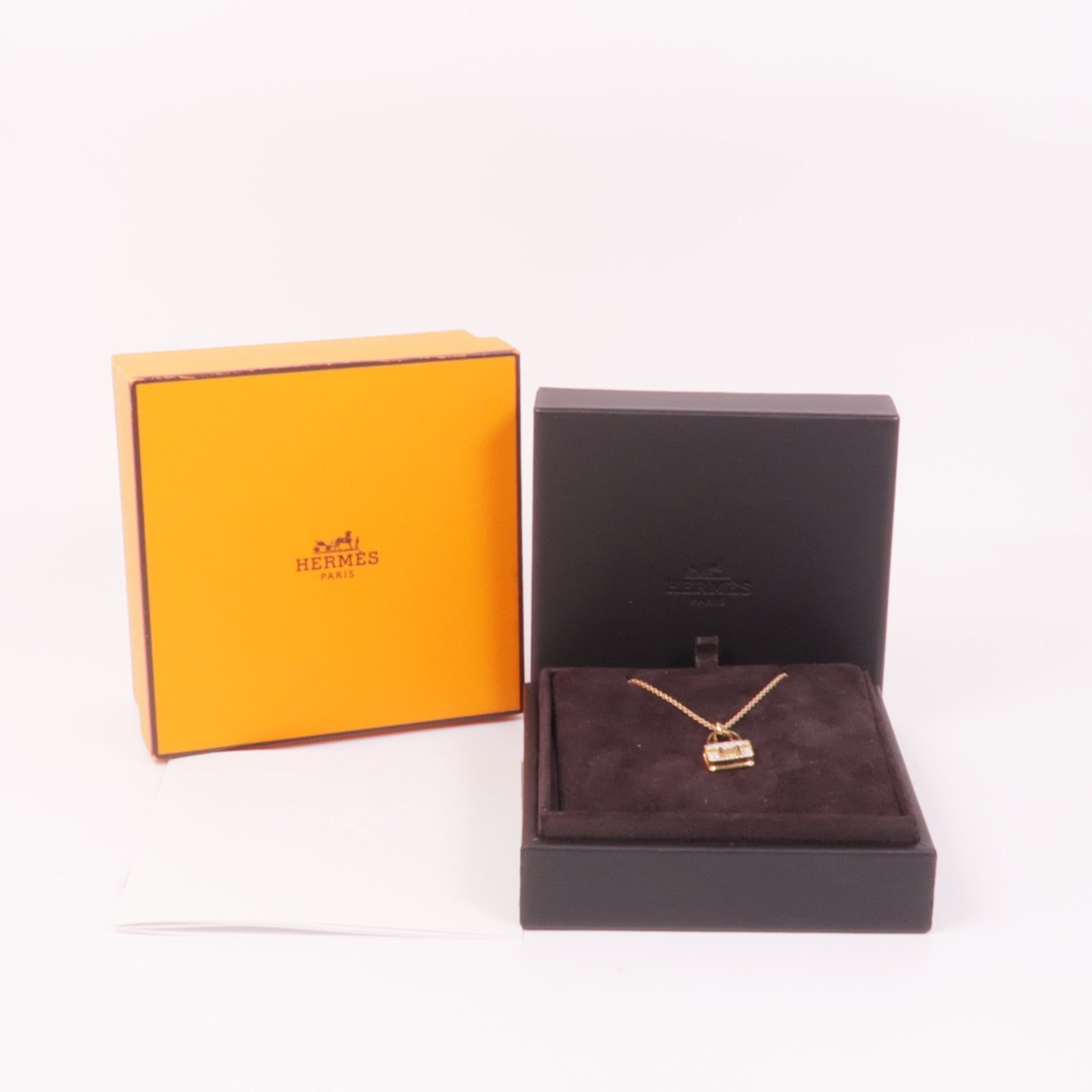 HERMES K18玫瑰金Constance Necklace鑽石項鍊