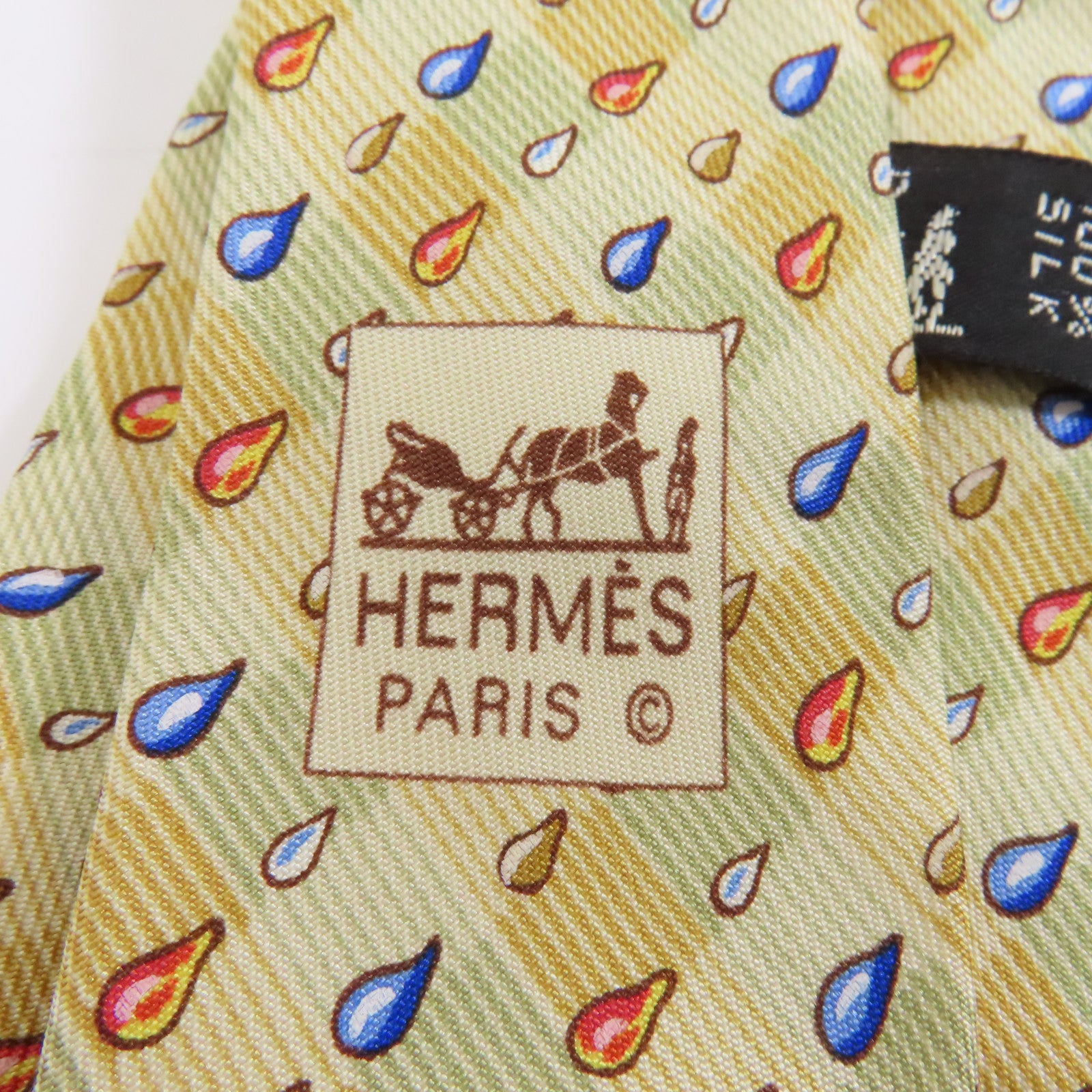 HERMES 【激減優惠】絲質Tie領帶黃色