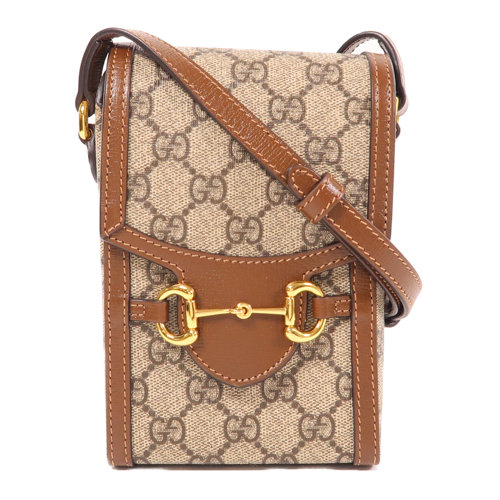 GUCCI 塗層帆布Horsebit 1955 Mini金扣肩背袋