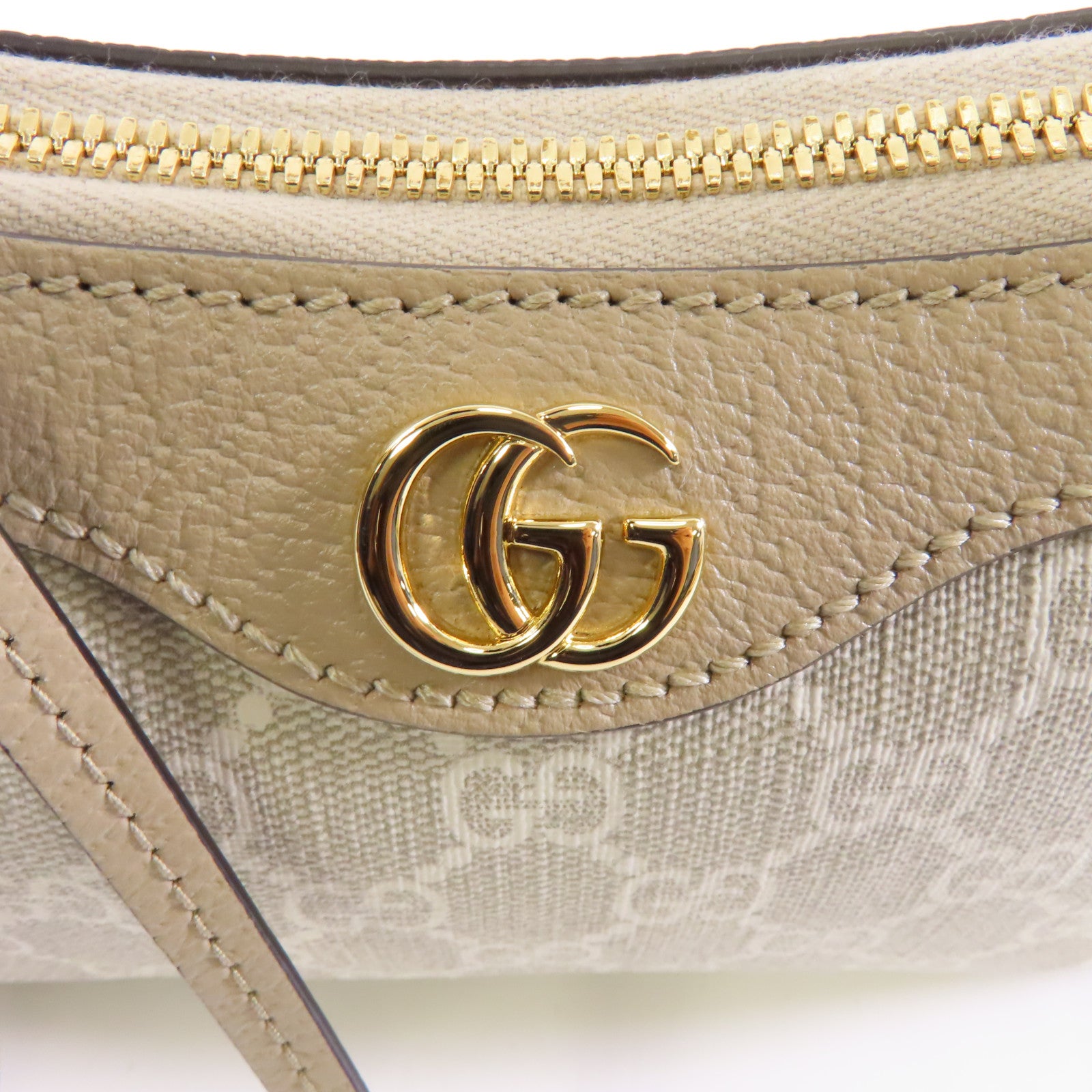 GUCCI 塗層帆布Ophidia金扣肩背袋米色
