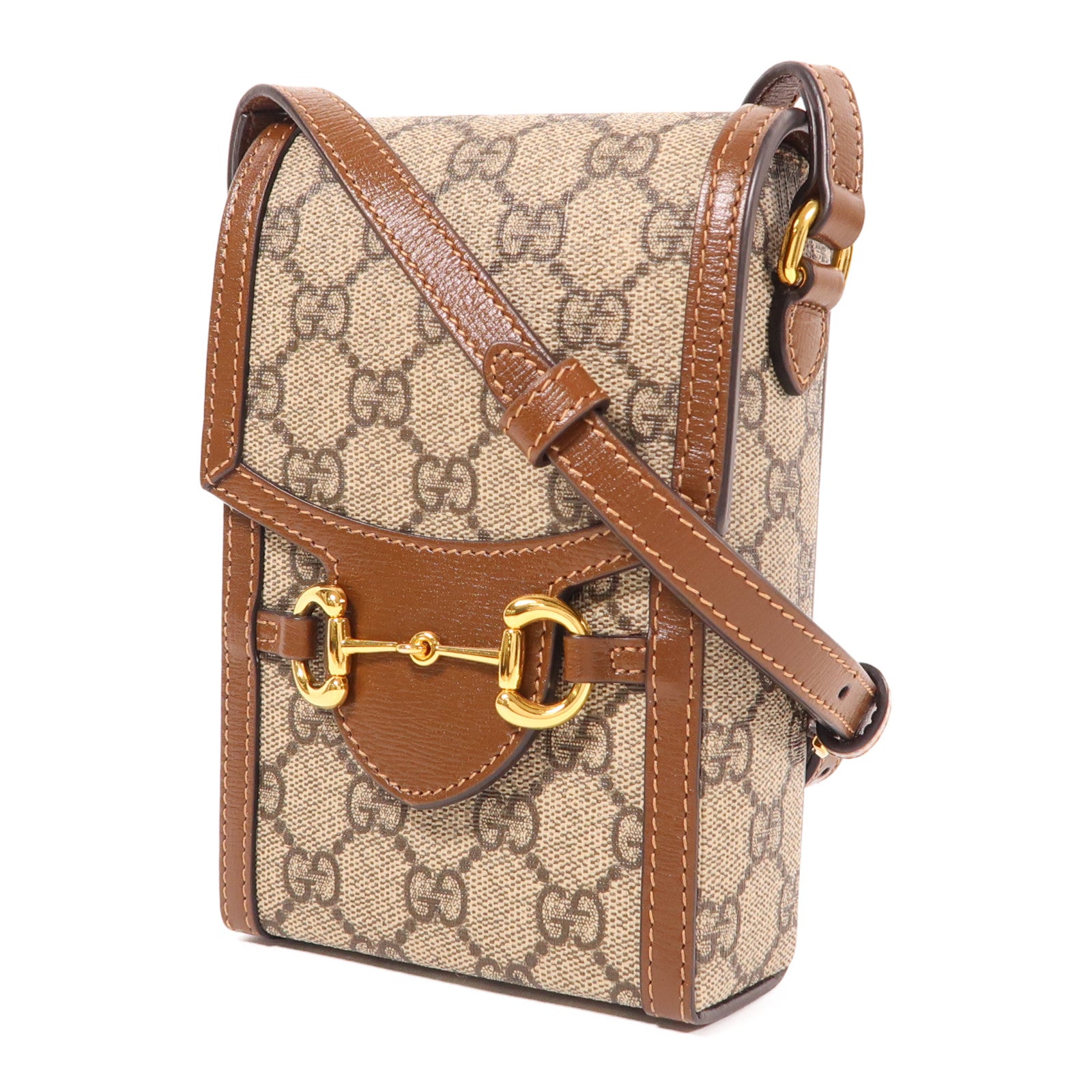 GUCCI 塗層帆布Horsebit 1955 Mini金扣肩背袋