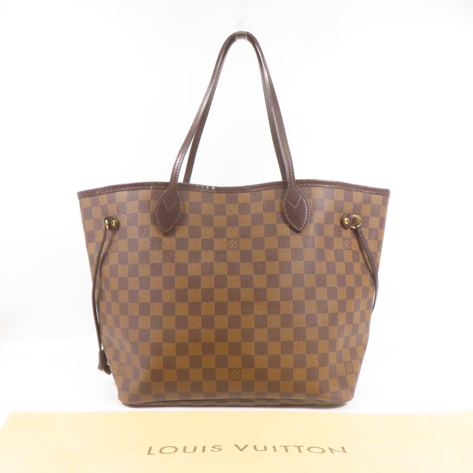 LOUIS VUITTON Damier Neverfull MM金扣肩背袋