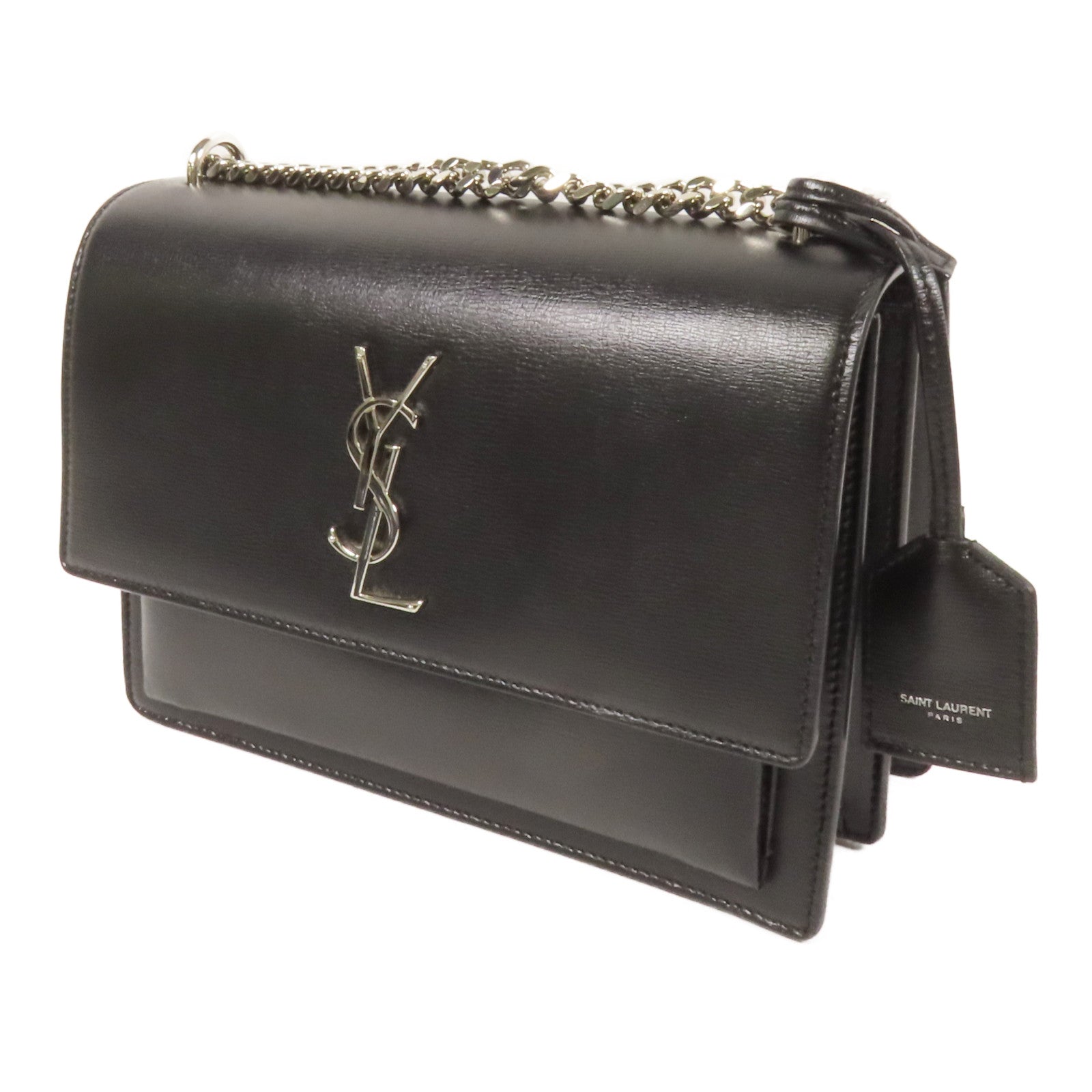 SAINT LAURENT 牛皮皮革Sunset Medium銀扣鏈帶肩背袋